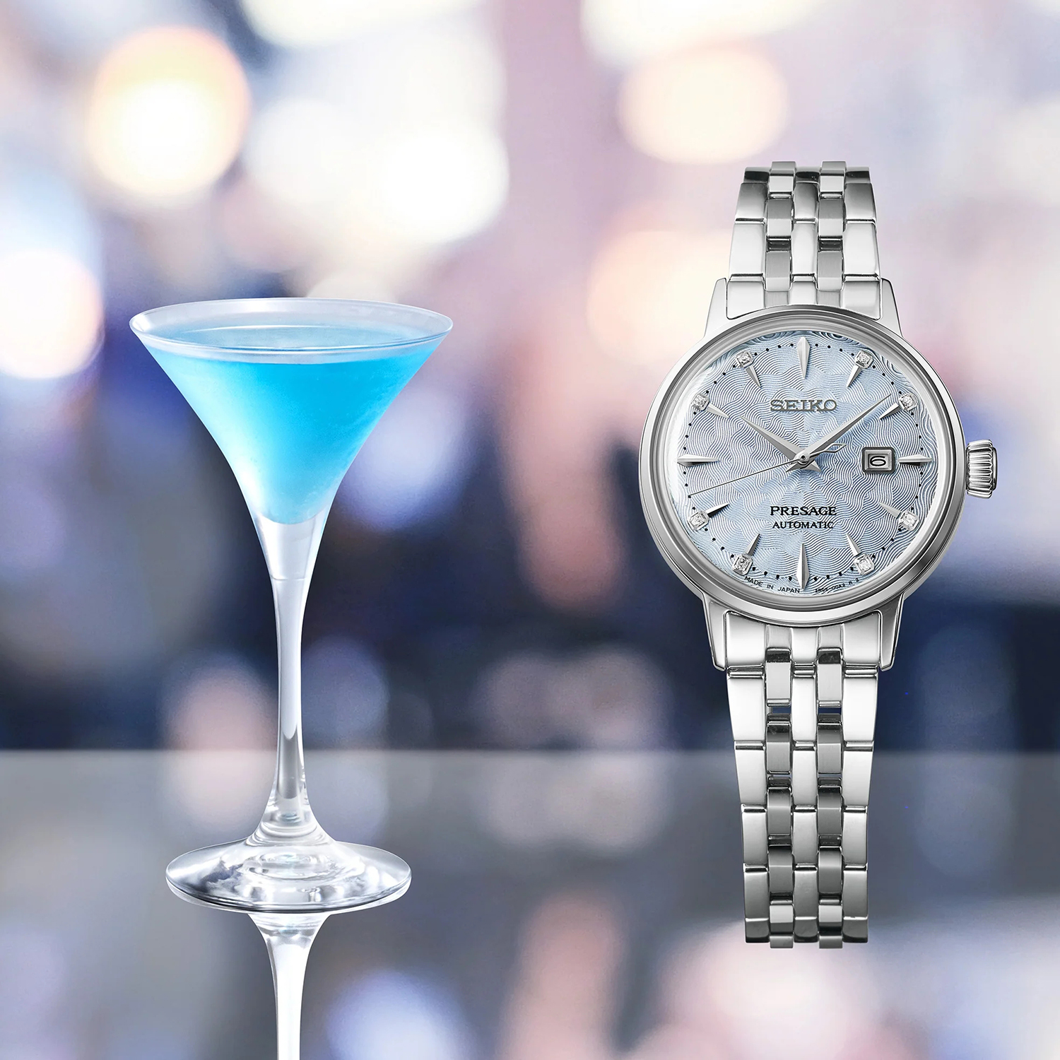 zegarek Seiko SRE007J1 automatyczny damski Presage Presage Cocktail Time Skydiving Diamond Twist - miniatura 6