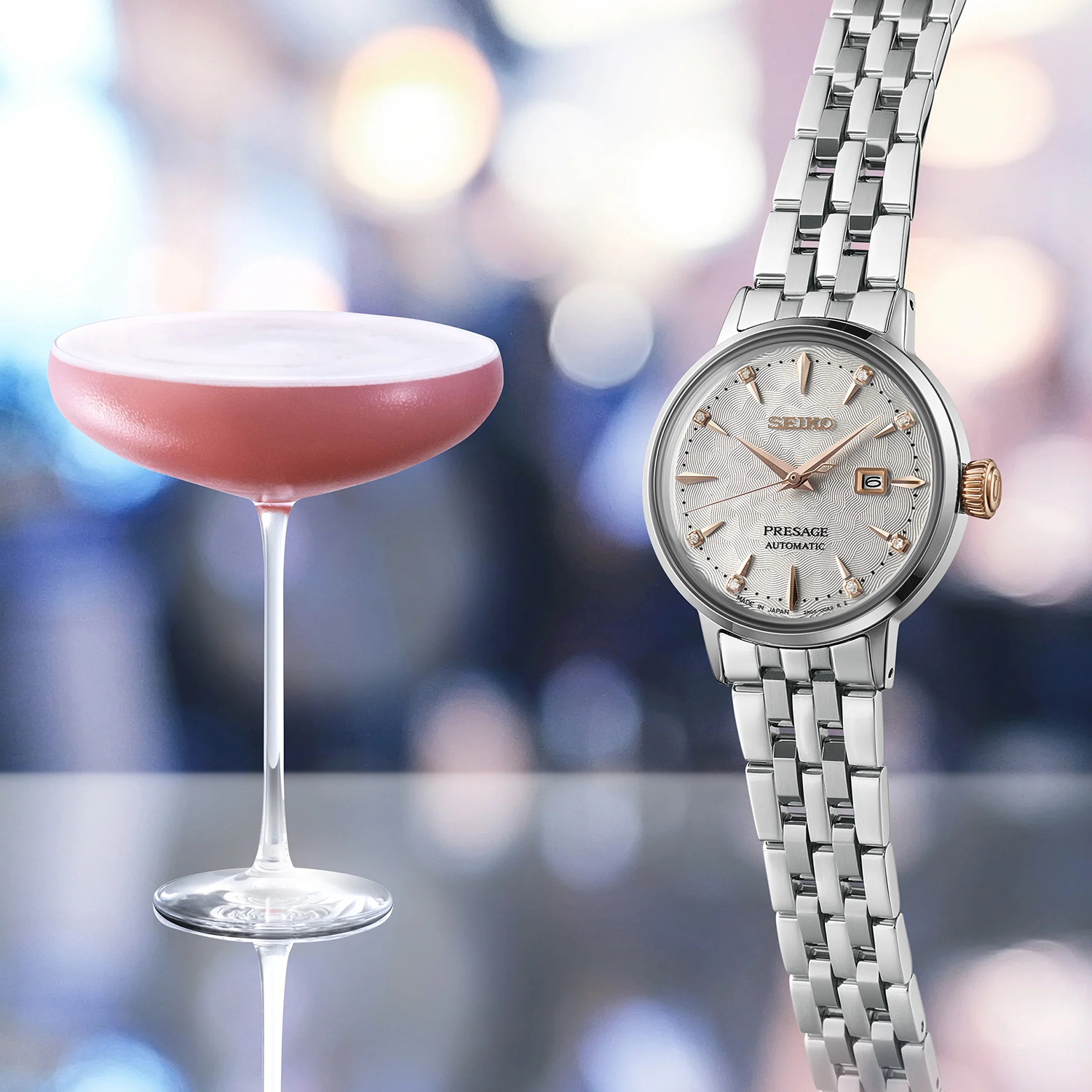 zegarek Seiko SRE009J1 automatyczny damski Presage Presage Cocktail Time Clover Club Diamond Twist - miniatura 6