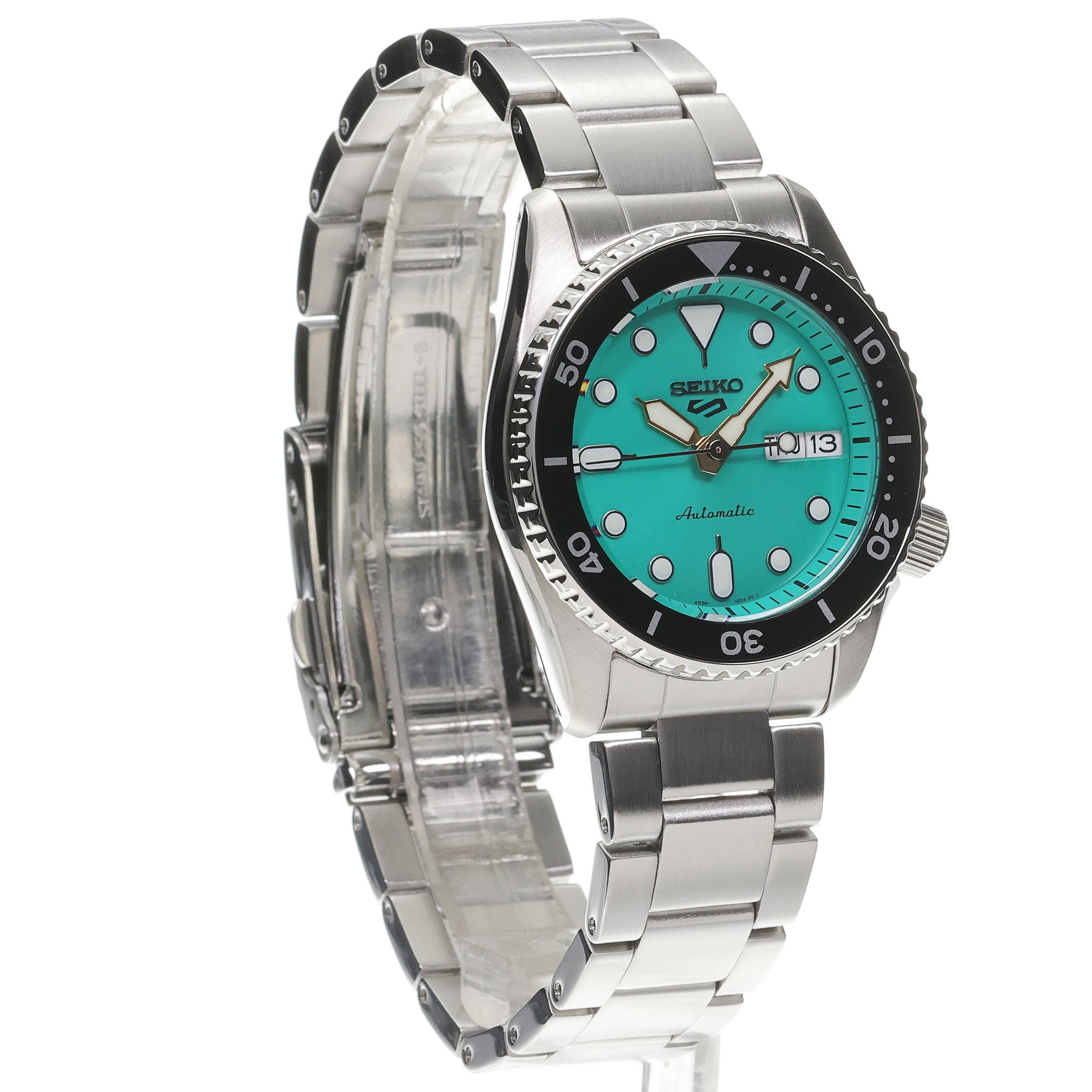 zegarek Seiko SRPK33K1 5 Sports Automatic SKX Midi Turquoise Blue Sports Automat mineralne utwardzane - miniatura 3