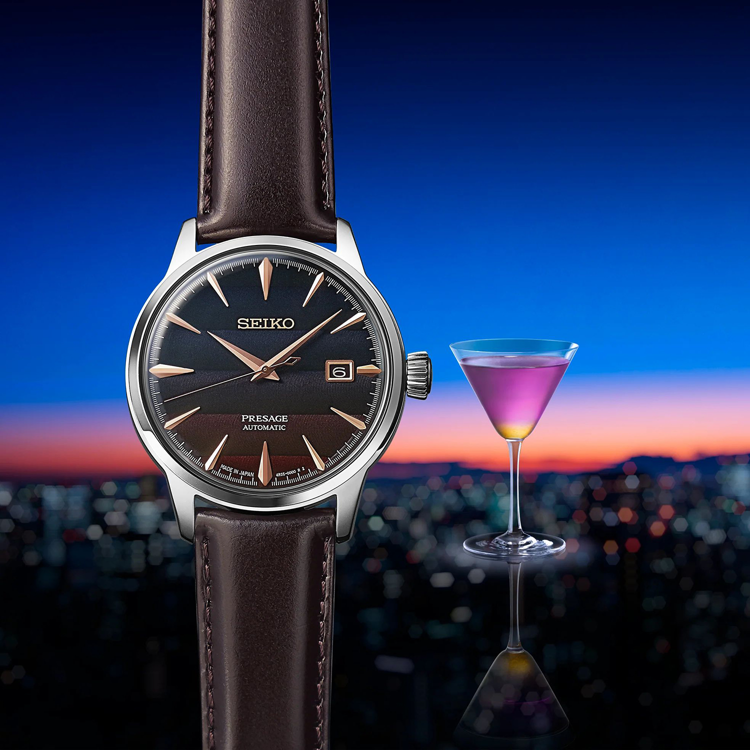 zegarek Seiko SRPK75J1 automatyczny męski Presage Presage Cocktail Time STAR BAR Limited Edition - miniatura 7