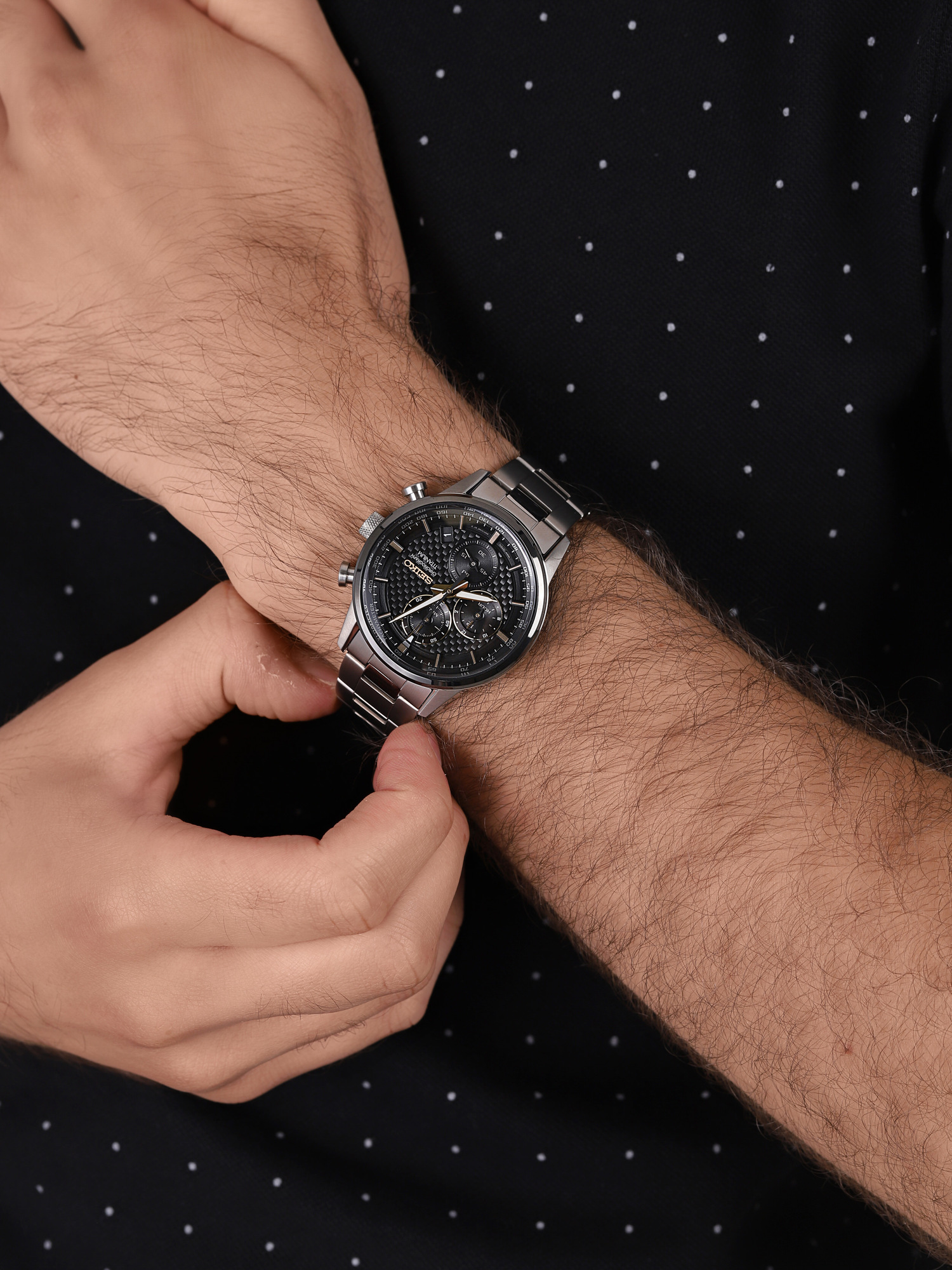 zegarek Seiko SSB391P1 Chronograph Titanium męski z tachometr Chronograph - miniatura 3