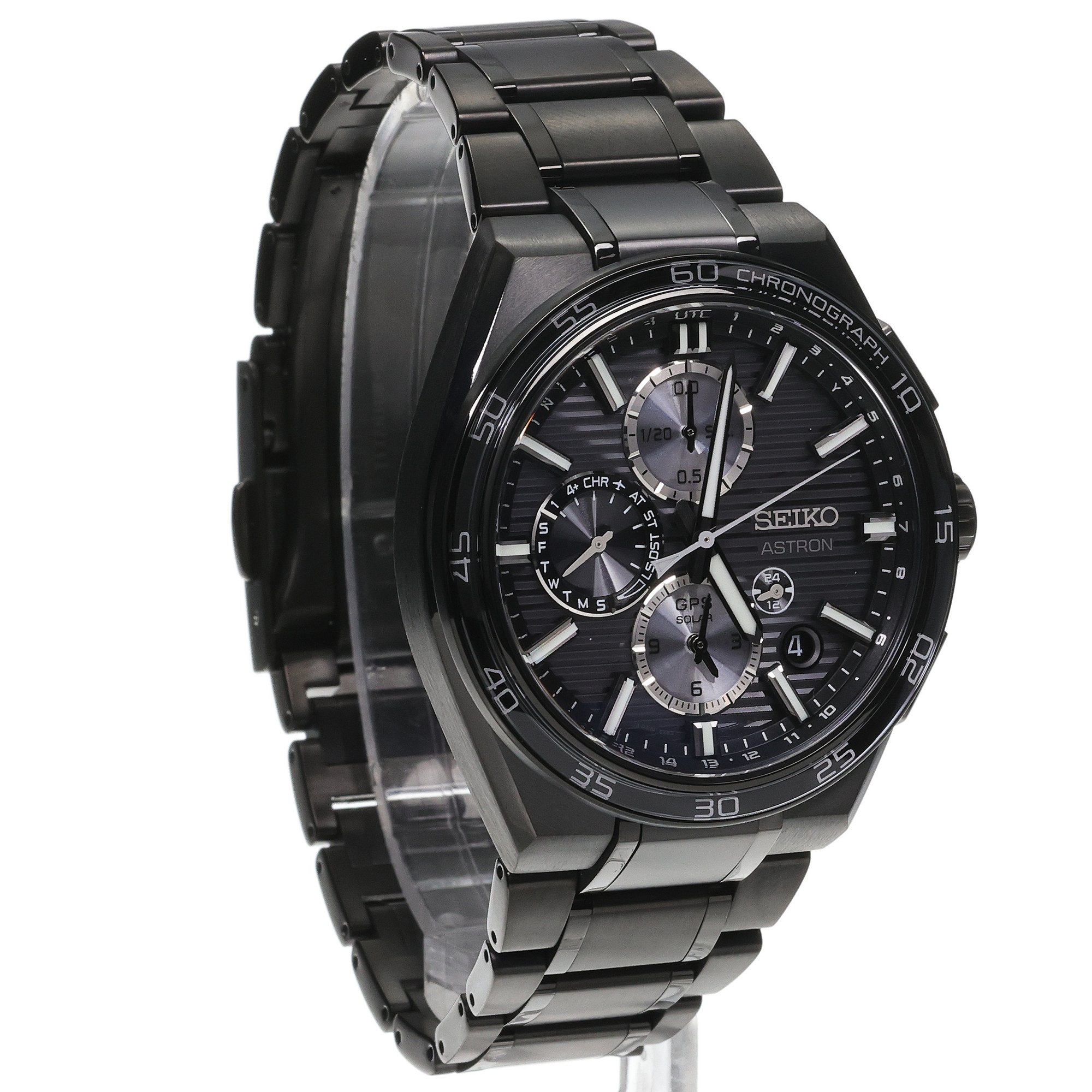 zegarek Seiko SSH179J1 solar męski Astron Astron GPS Solar Dual-Time Chronograph All Black