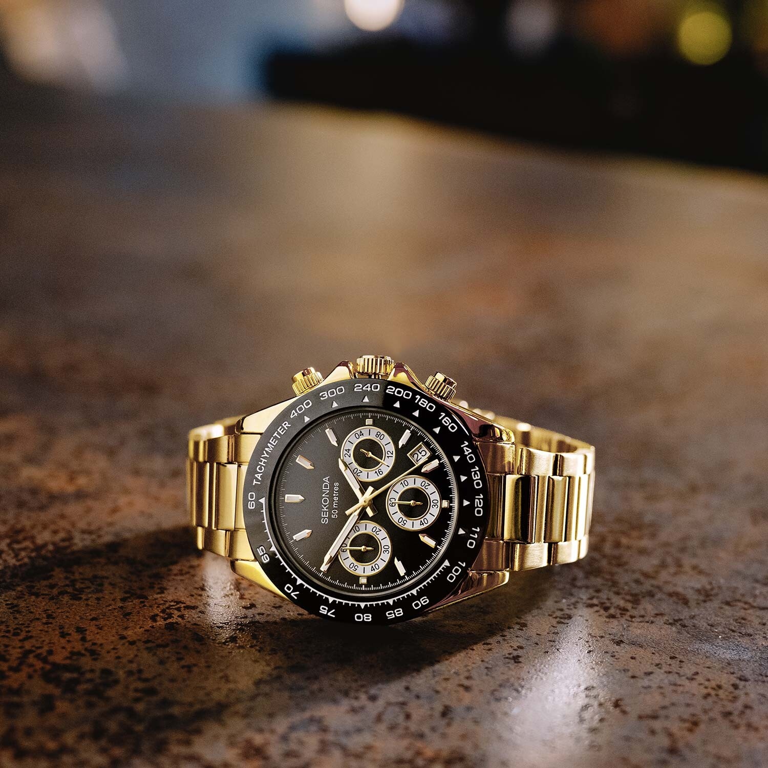 zegarek Sekonda 30203 złoty Chronograph - miniatura 11