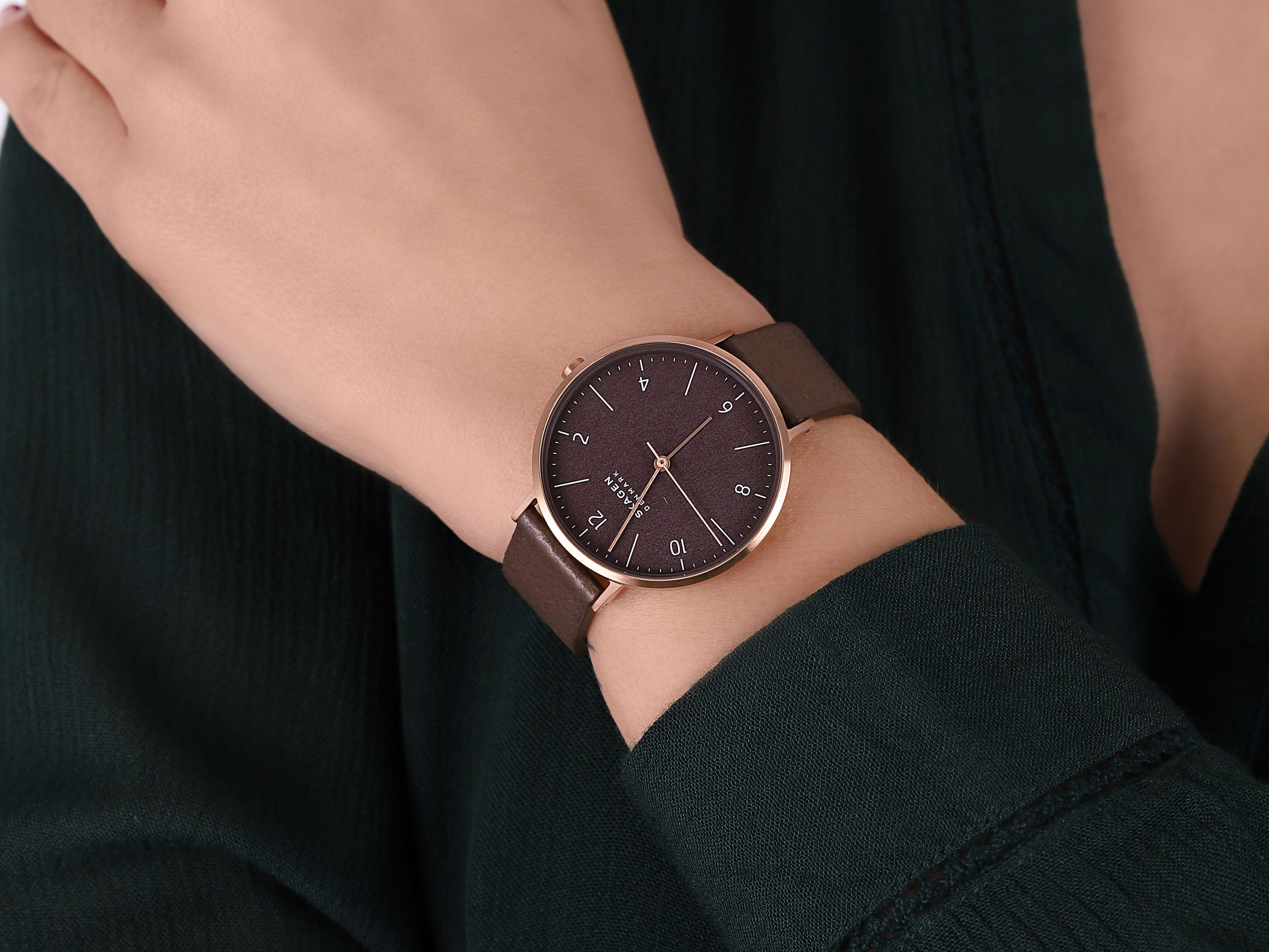 zegarek Skagen SKW2971 kwarcowy damski Aaren Aaren Naturals Wine Leather Alternative Made With Mulberry - miniatura 4
