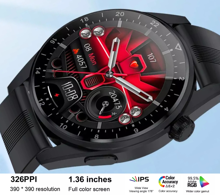 zegarek SMARUB107 kwarcowy męski Smartwatch Smartwatch Rubicon RNCE78 czarny czarny silikon i czarna bransoleta