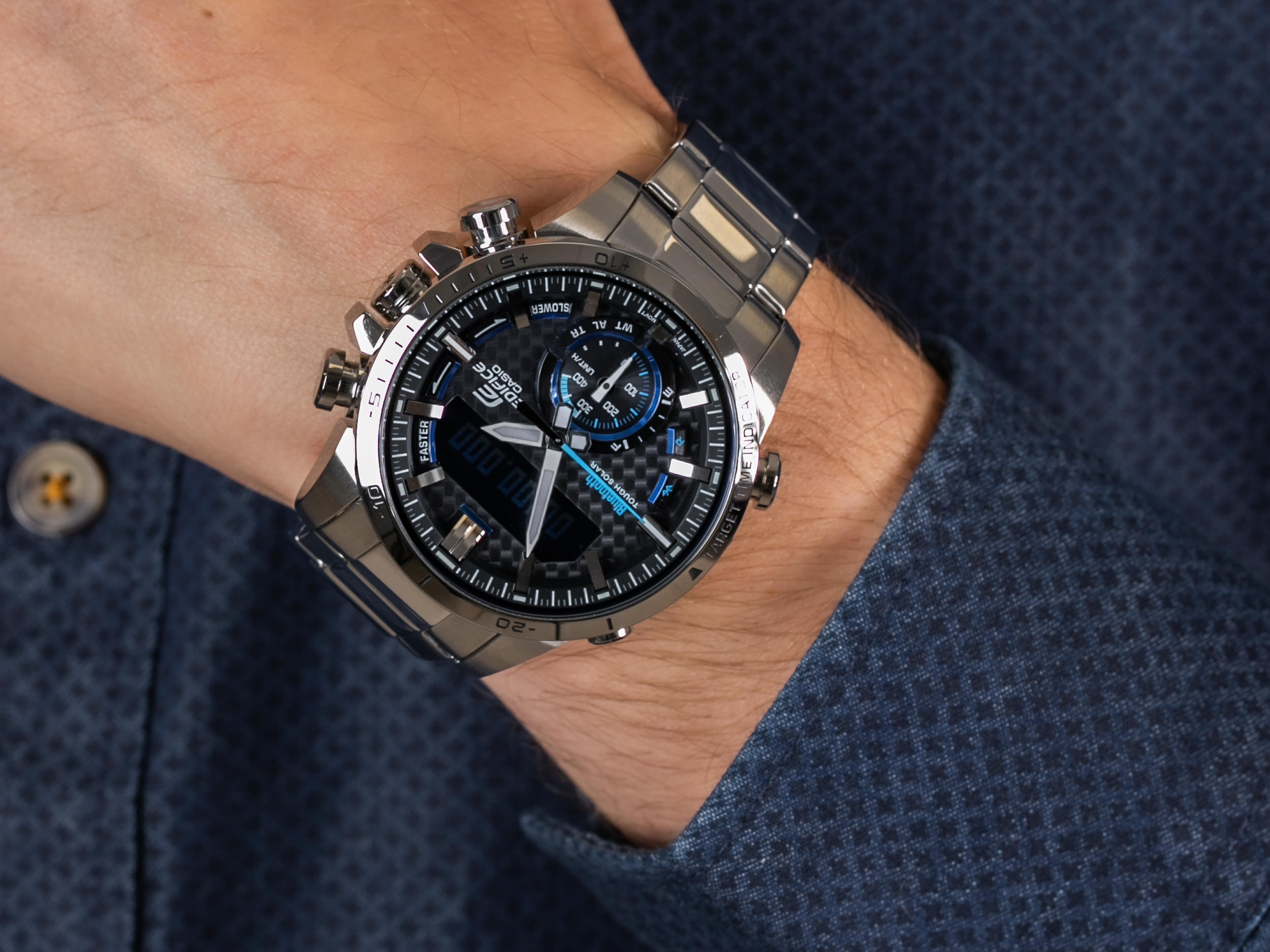 Edifice ECB-800D-1AEF BLUETOOTH SYNC LCD zegarek sportowy EDIFICE Premium