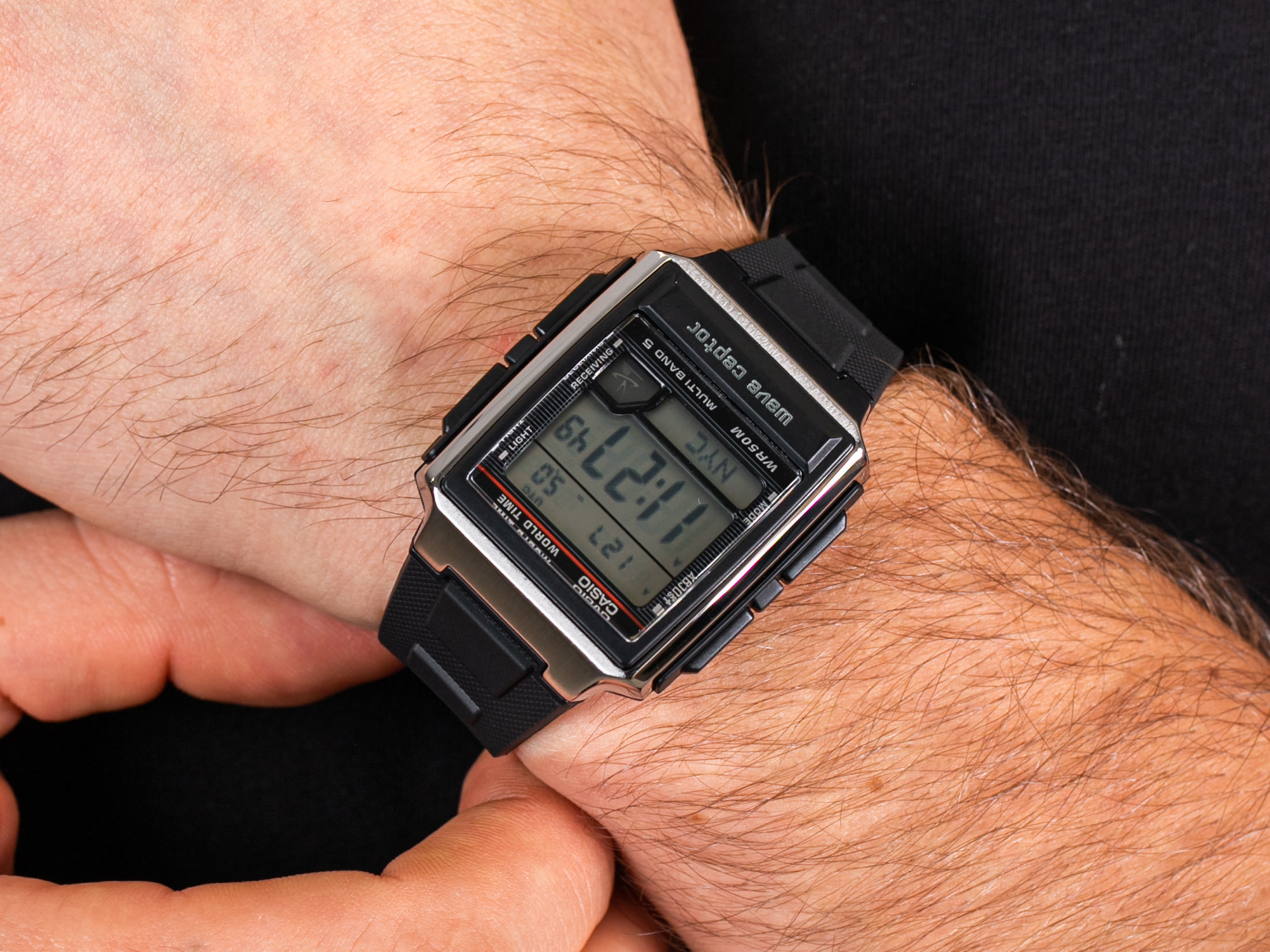 Casio WV-59E-1AVEF zegarek srebrny sportowy Radio Controlled pasek - miniatura 4