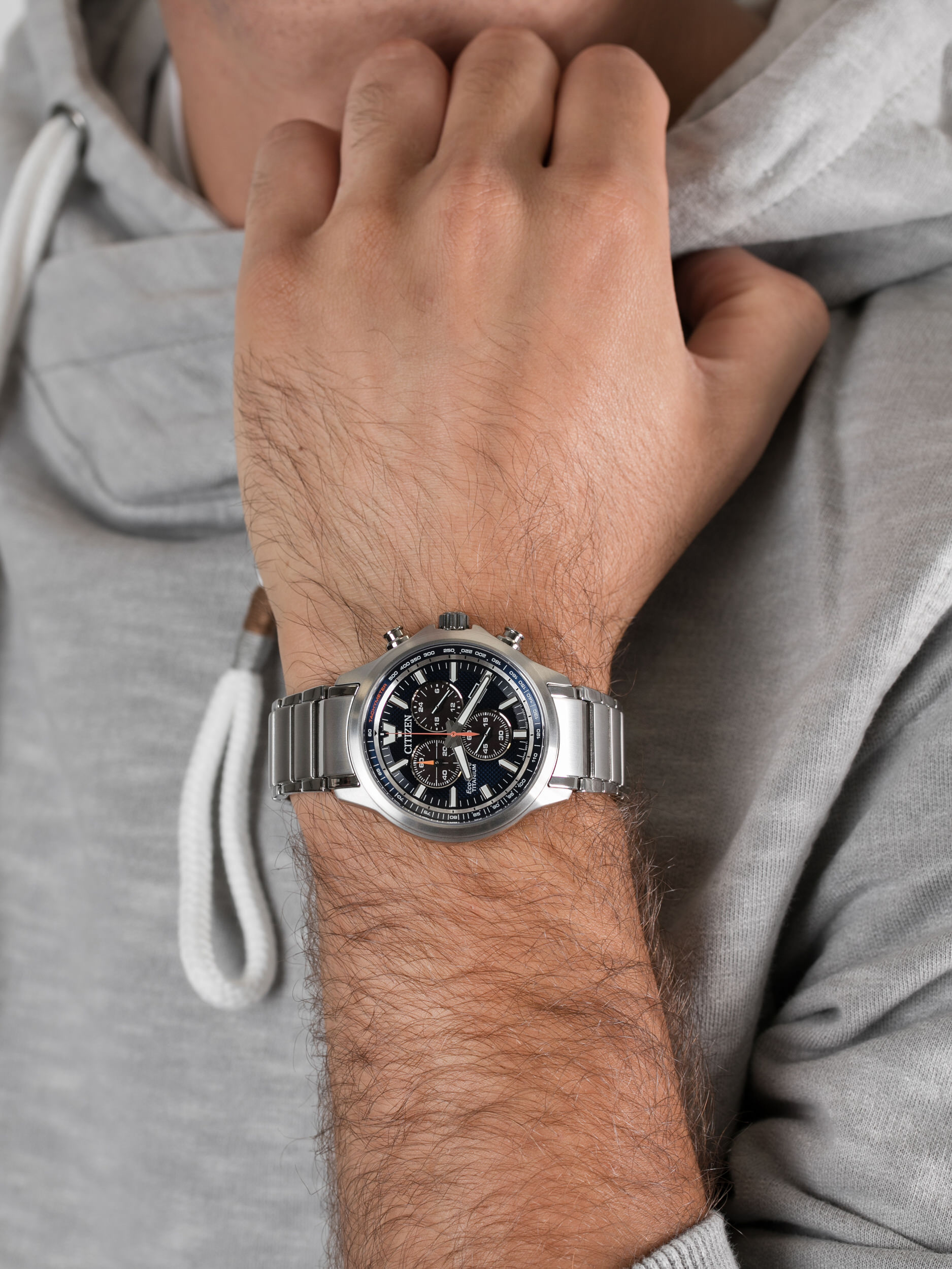 zegarek Citizen AT2470-85L męski z tachometr Titanium - miniatura 3