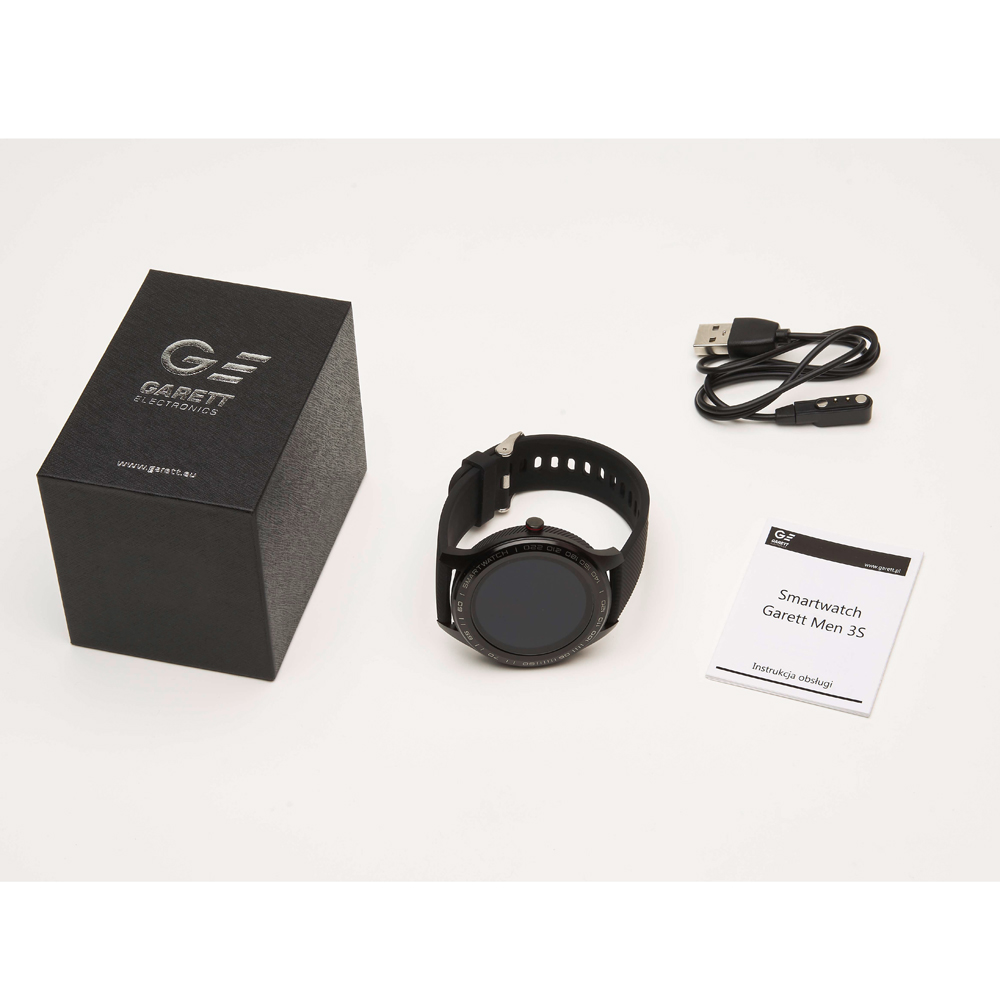 Garett 5903246286991 Smartwatch Garett Men 3S RT czarny zegarek sportowy Męskie