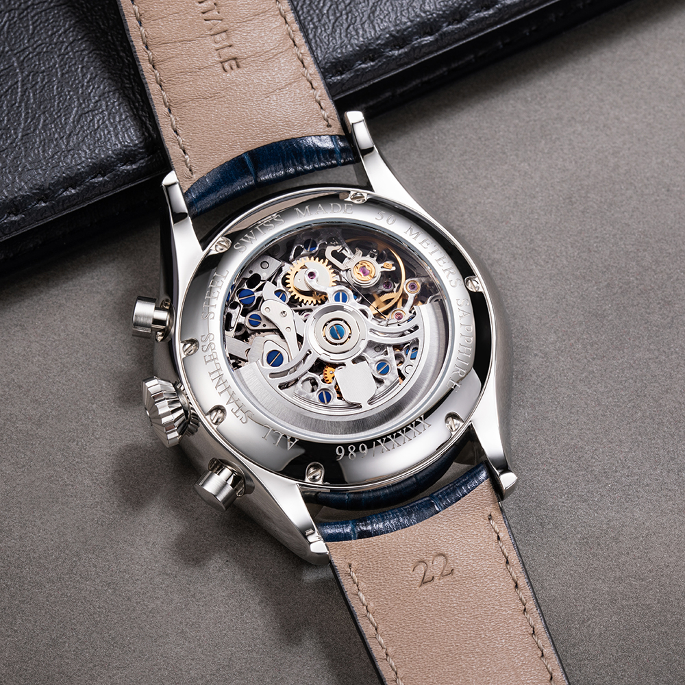 zegarek Aerowatch A-61989-AA04-SQ LES GRANDES CLASSIQUES ANNIVERSARY SKELETON AUTOMATIQUE męski z chronograf Les Grandes Classiques - miniatura 3