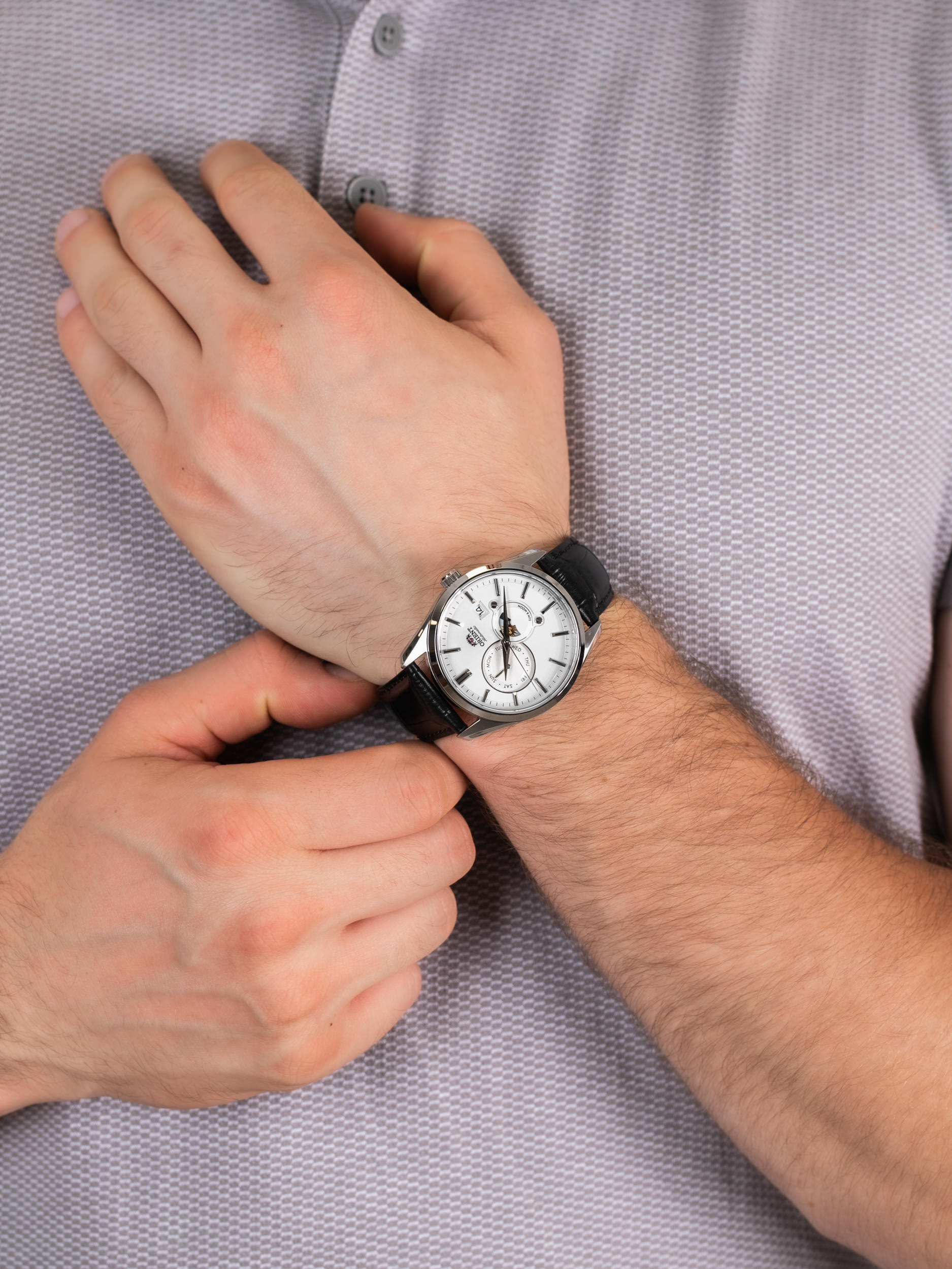 Orient RA-AK0305S10B męski zegarek Contemporary pasek