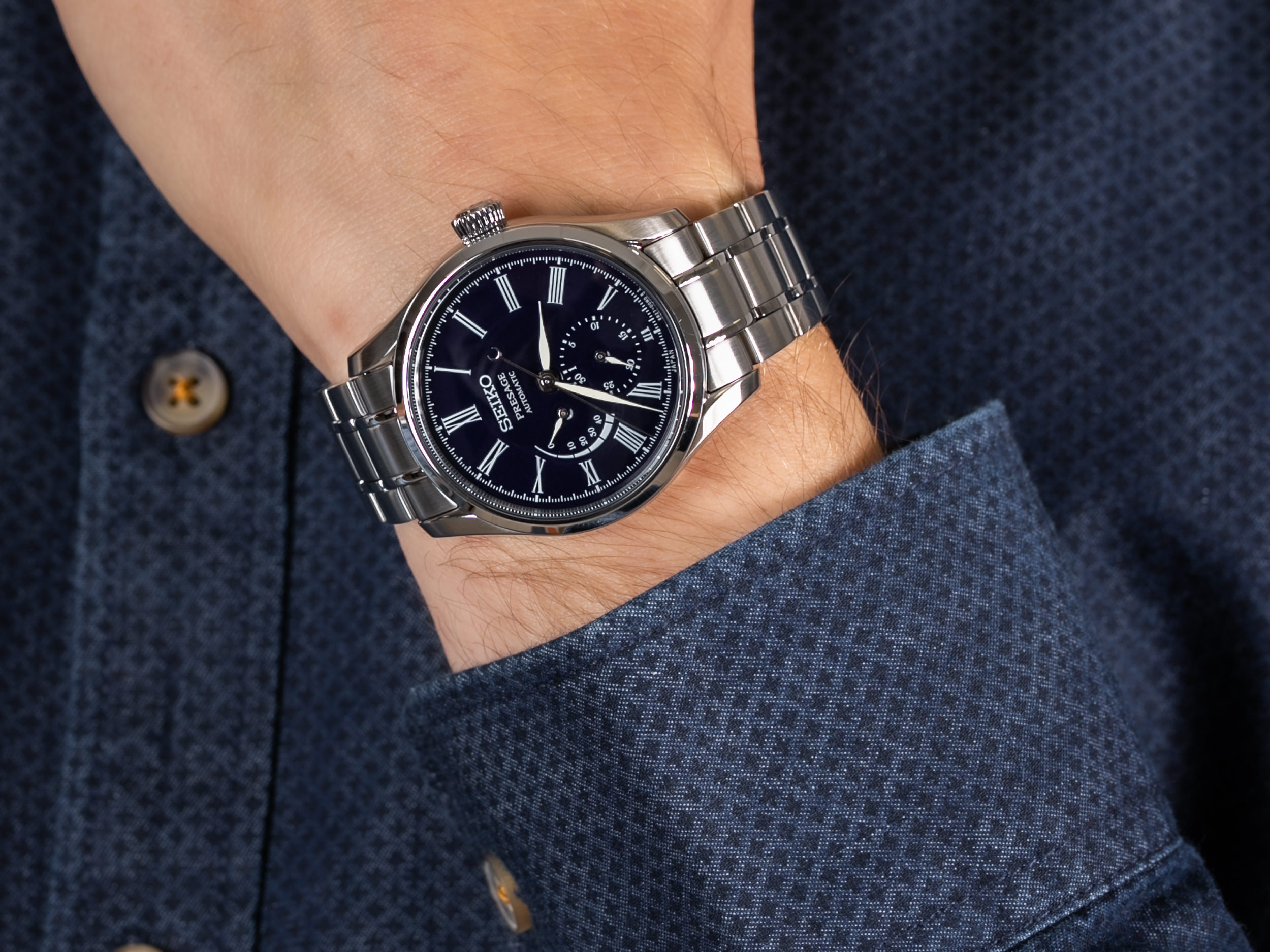Seiko SPB091J1 Presage Blue Enamel Automatic zegarek klasyczny Presage
