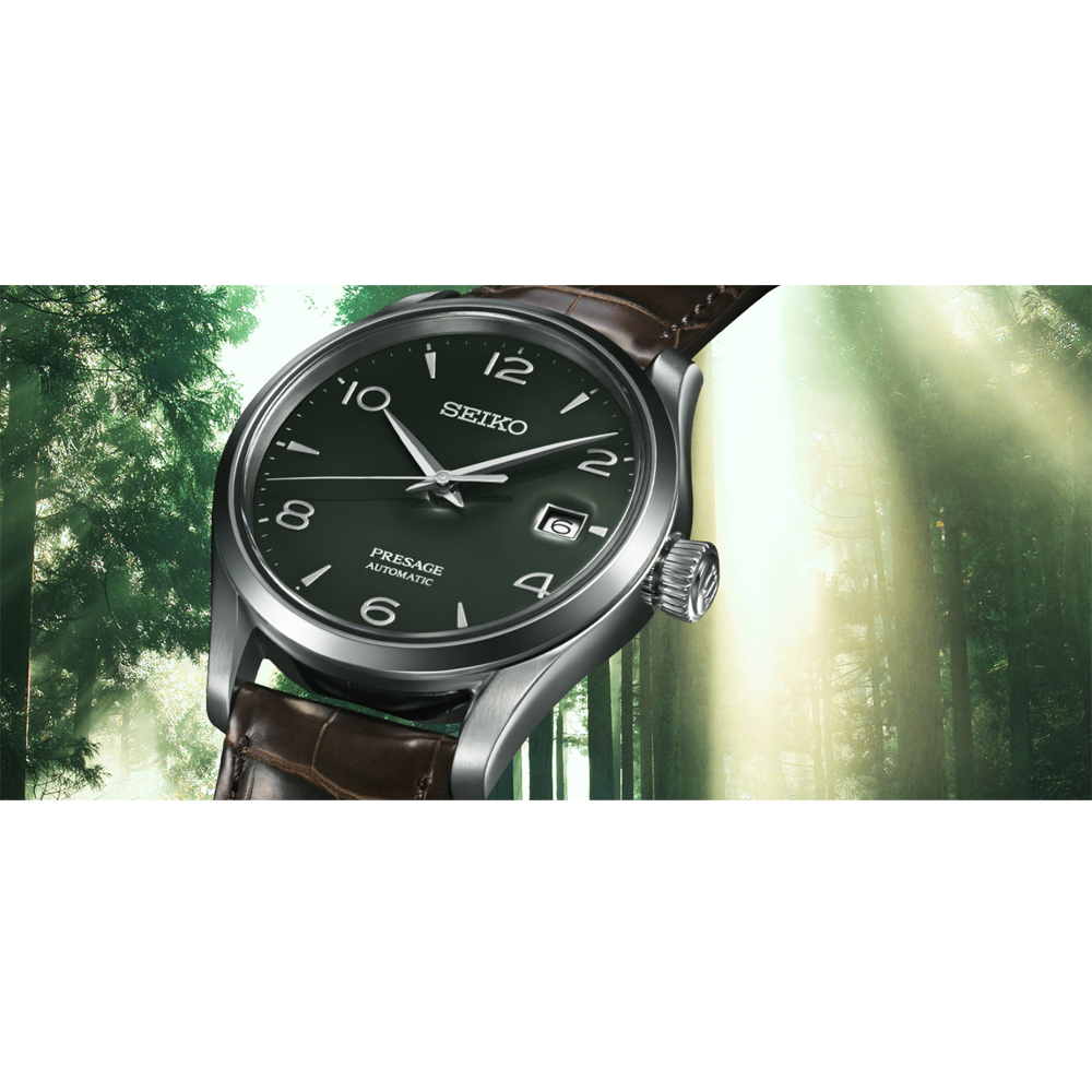 Seiko SPB111J1 zegarek srebrny klasyczny Presage pasek - miniatura 5
