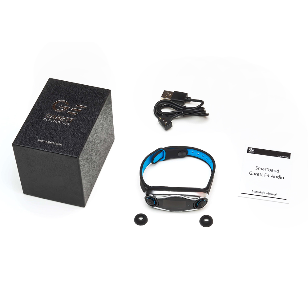 zegarek Garett 5903246289282 kwarcowy męski Smartbandy - Opaski sportowe Smartband Opaska Sportowa Garett Fit Audio + słuchawki