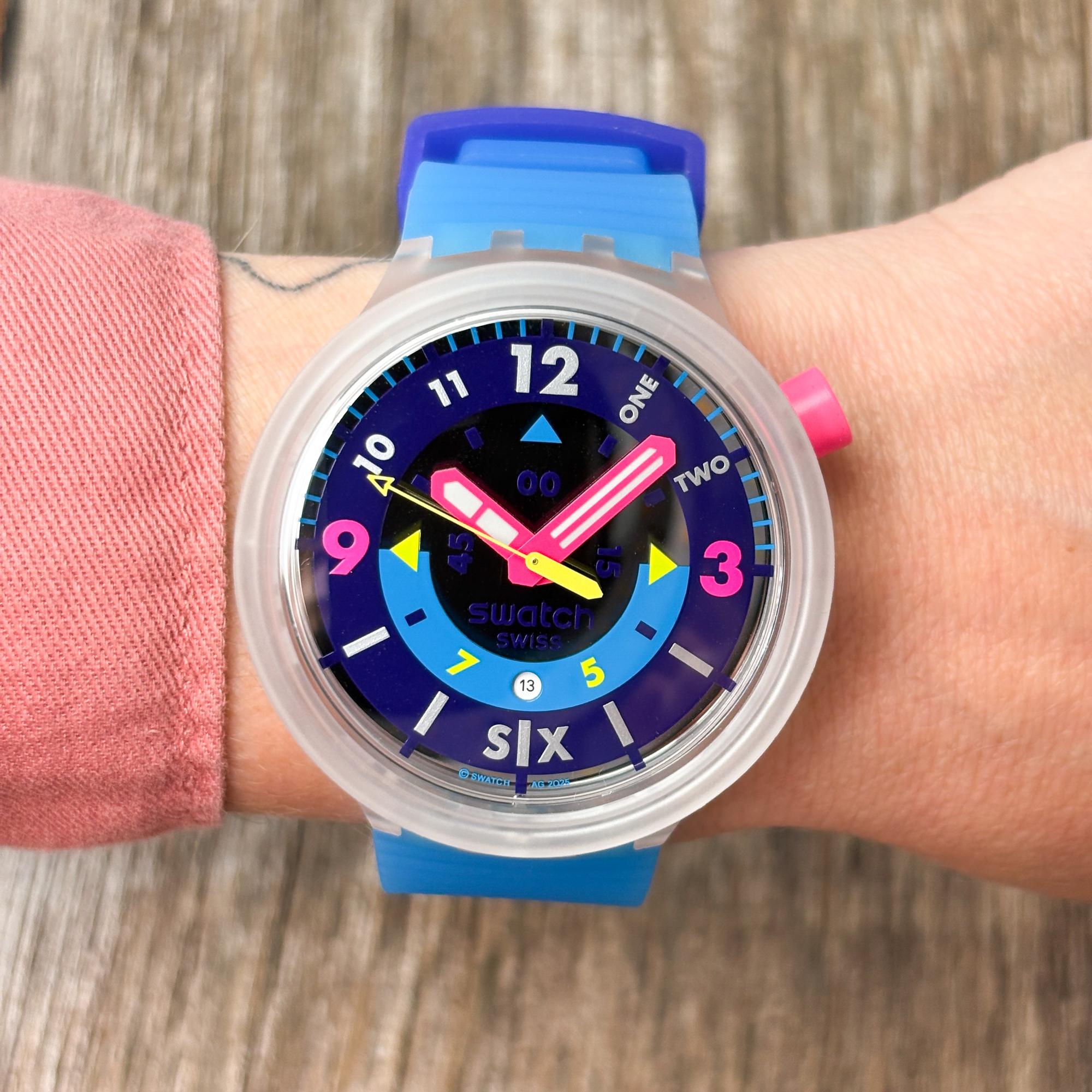 zegarek Swatch SB01K400 NEON HIELO Big Bold akrylowe - miniatura 11
