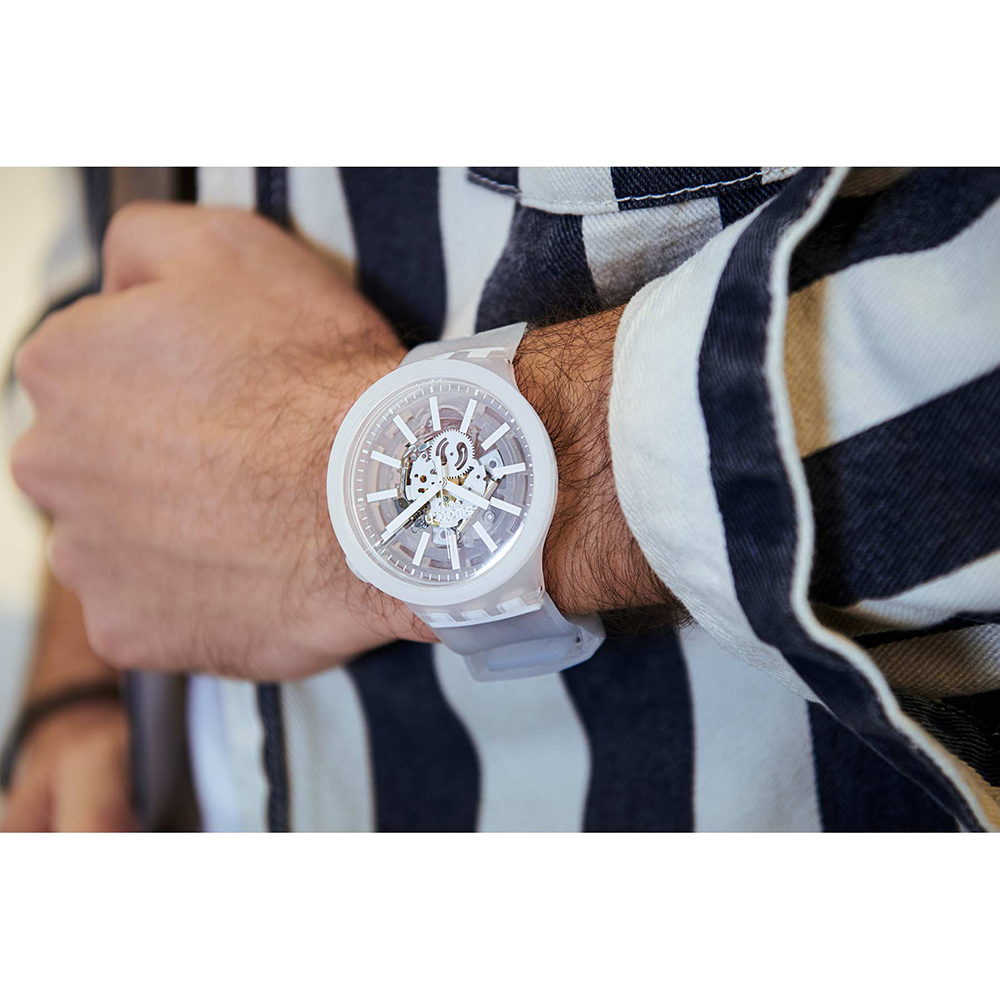Swatch SO27E106 zegarek bezbarwny klasyczny Big Bold pasek - miniatura 6