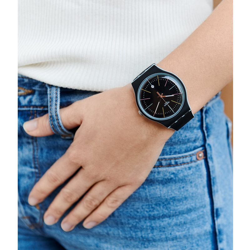 Swatch SUOS402 BLACK LAYERED zegarek klasyczny Originals New Gent - miniatura 5