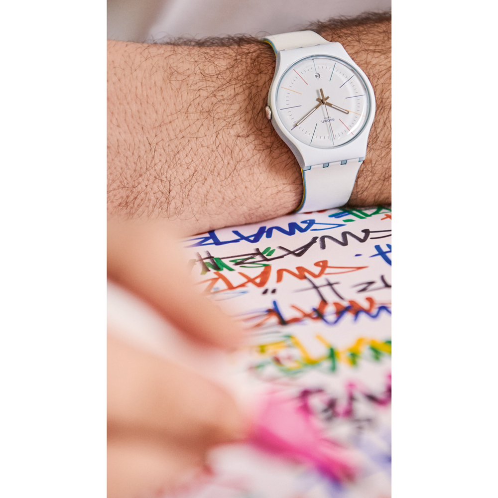 Swatch SUOS404 WHITE LAYERED zegarek klasyczny Originals New Gent - miniatura 5