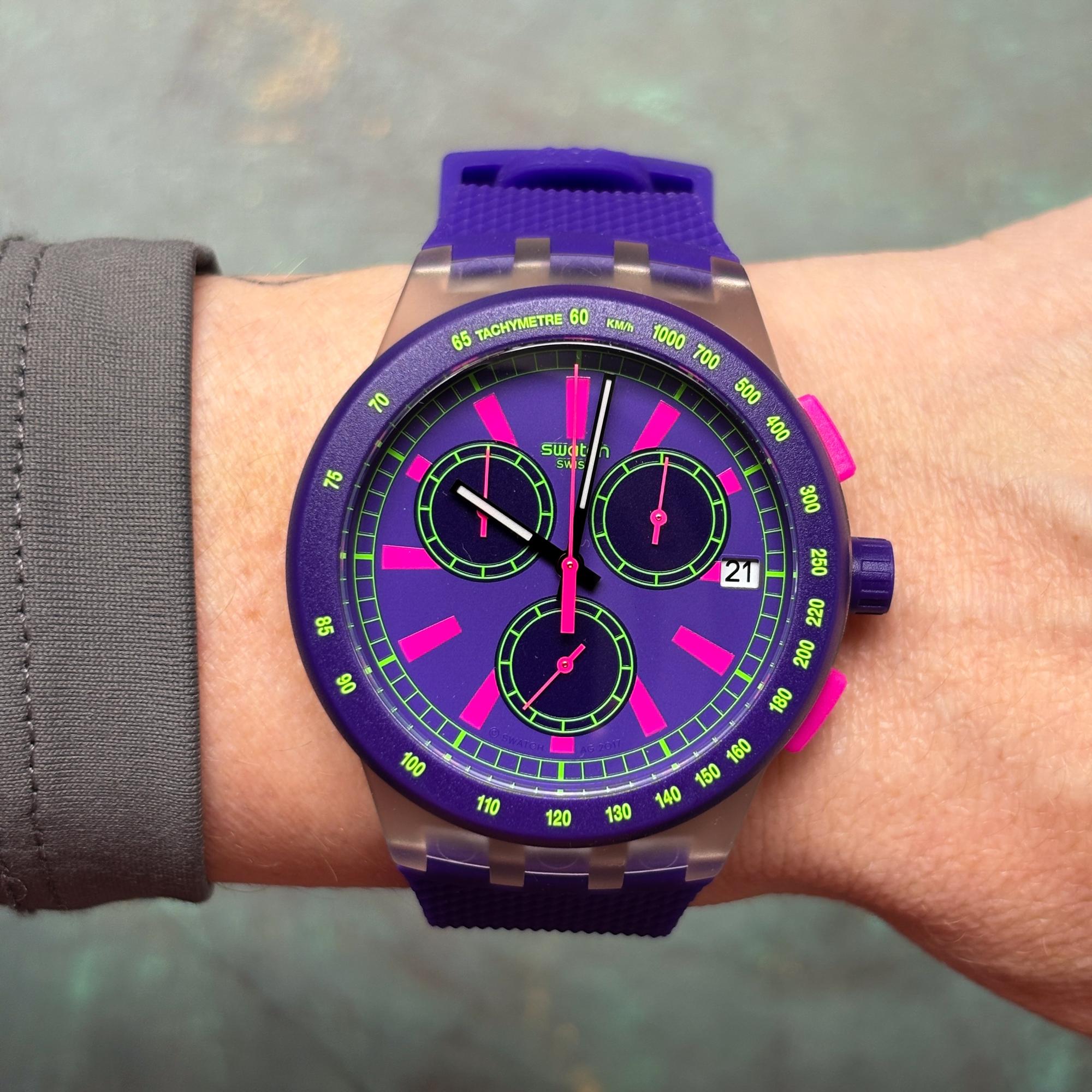 zegarek Swatch SUSK400 PURP-LOL damski z tachometr Originals - miniatura 6