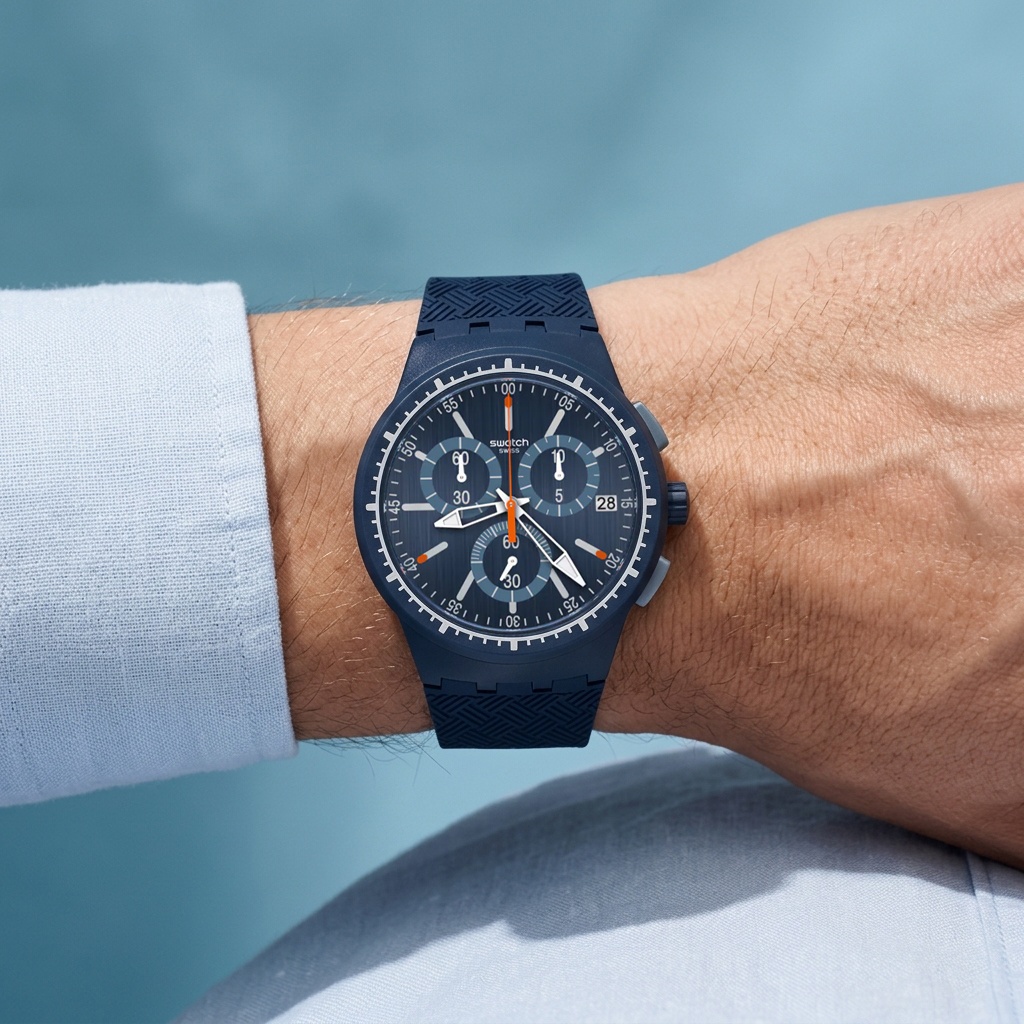 zegarek Swatch SUSN410 GARA IN BLU męski z chronograf Originals - miniatura 3