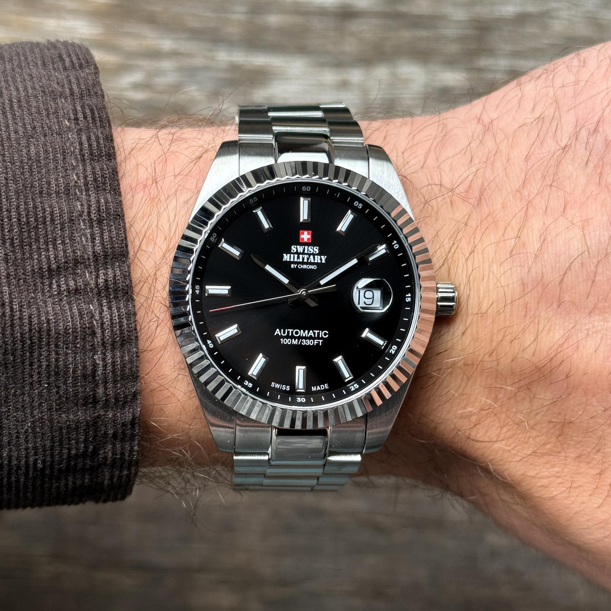 zegarek Swiss Military by Chrono SMA3411001 automatyczny męski Męskie Swiss Military Classic Automatic Steel - miniatura 6