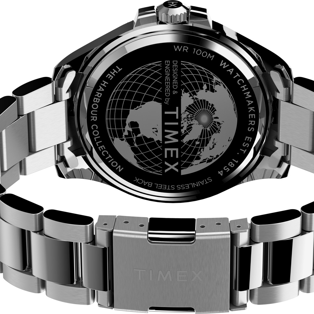 Timex TW2U72000 zegarek srebrny klasyczny Harborside bransoleta