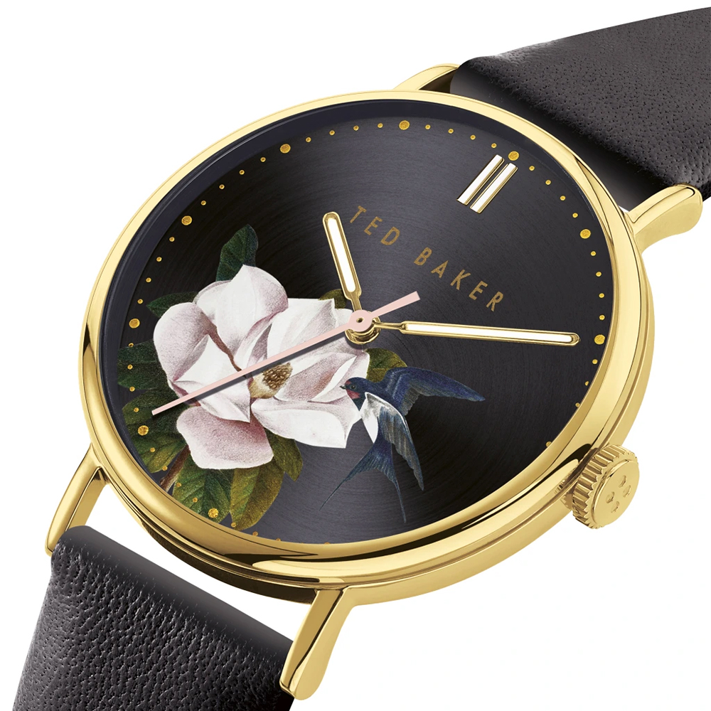 Ted Baker BKPPFF910 zegarek złoty klasyczny pasek pasek - miniatura 5