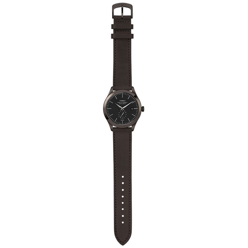 Timex TW2R83000US zegarek brązowy klasyczny American Documents pasek - miniatura 4