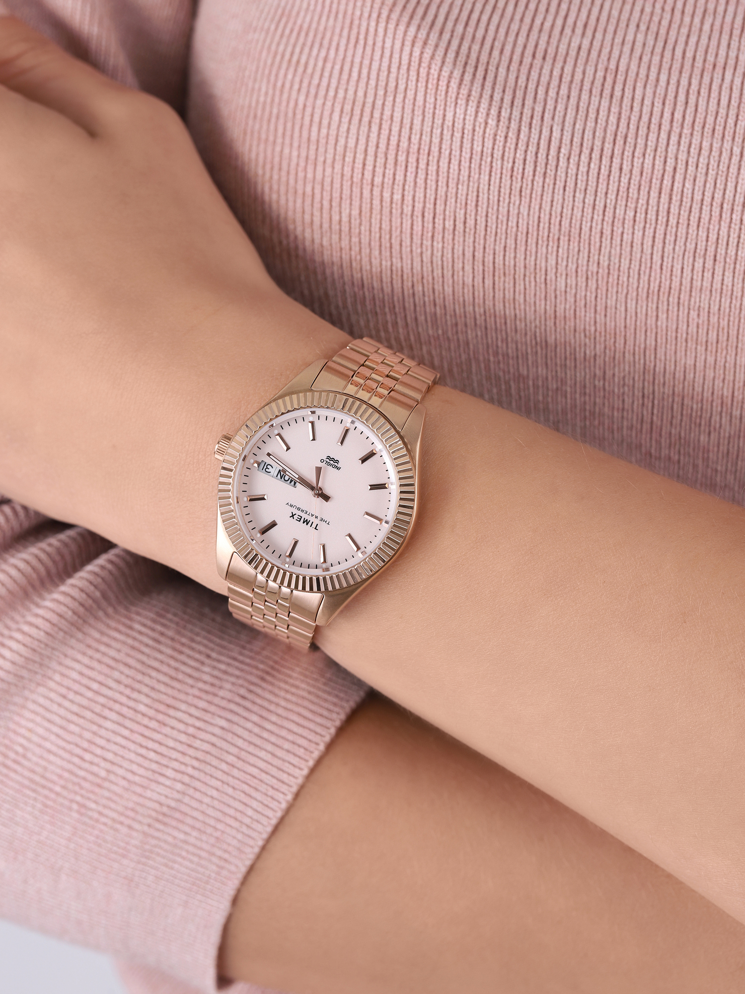 zegarek Timex TW2U78400 różowe złoto Waterbury - miniatura 3