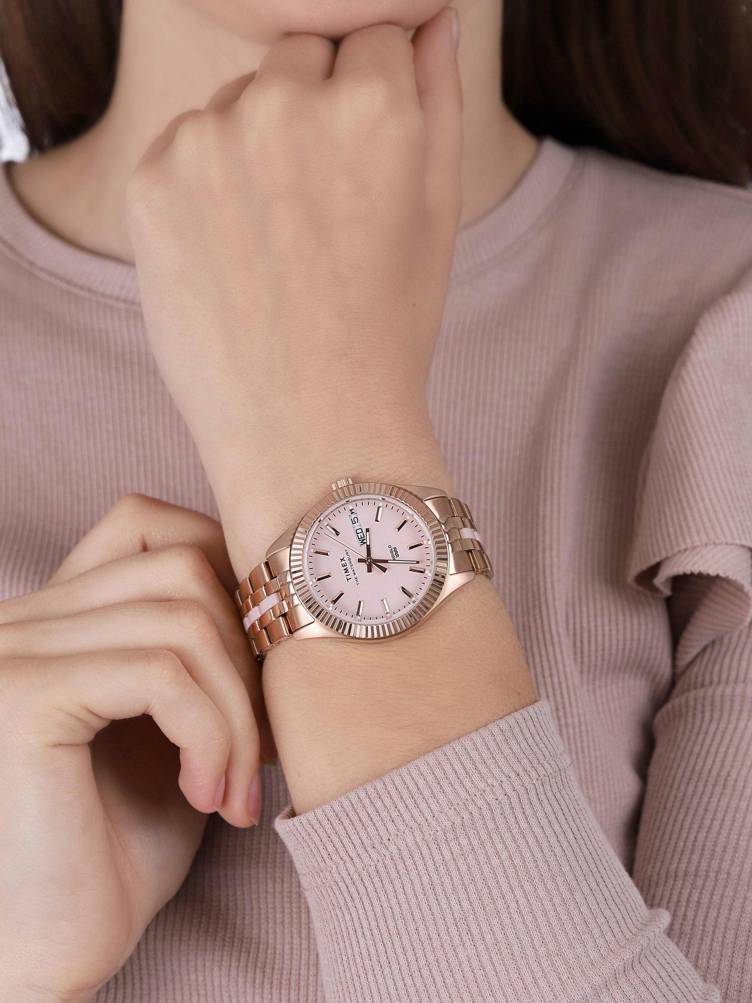 zegarek Timex TW2U82800 różowe złoto Waterbury - miniatura 3