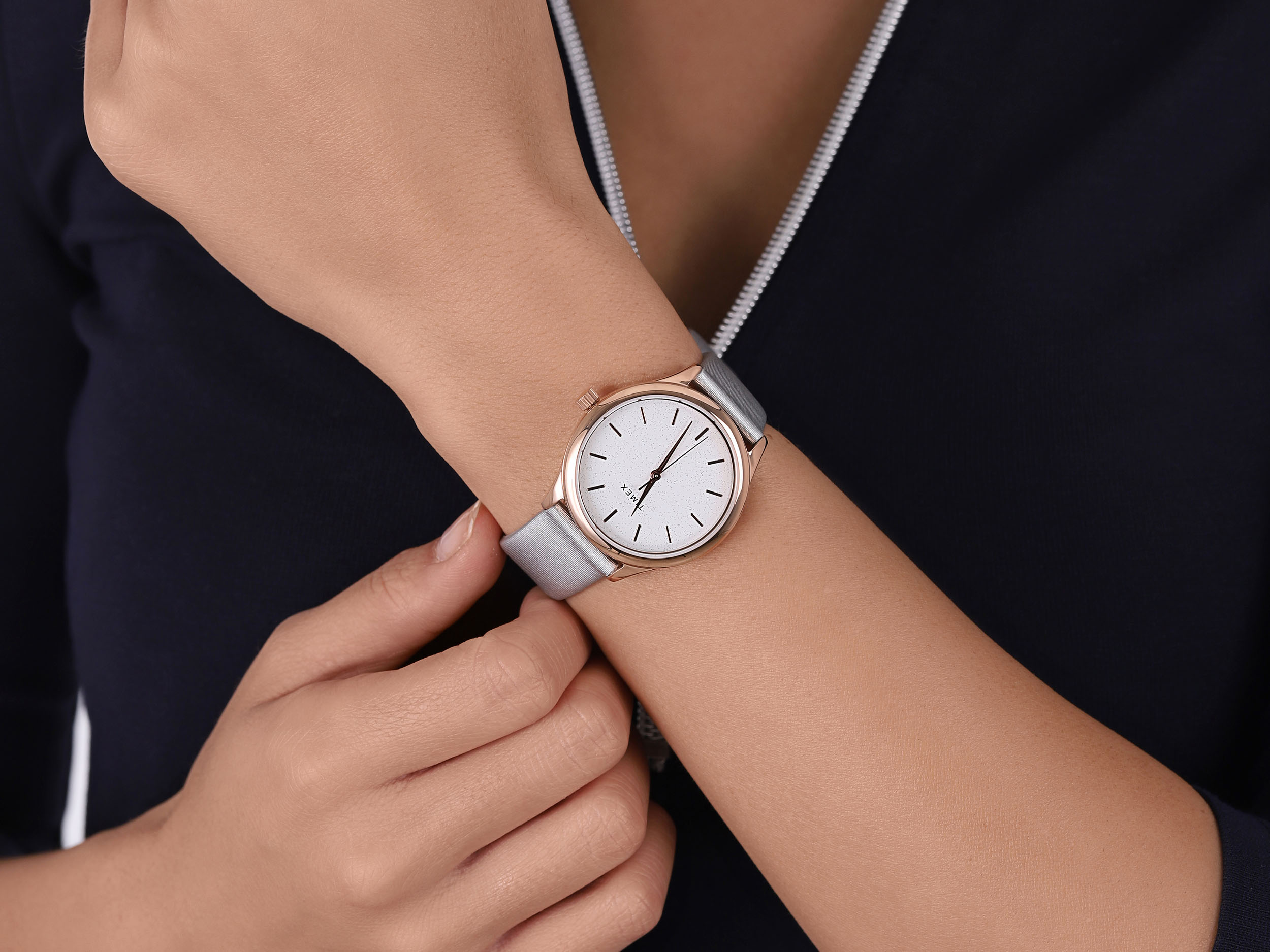 zegarek Timex TW2V01000 różowe złoto City - miniatura 7