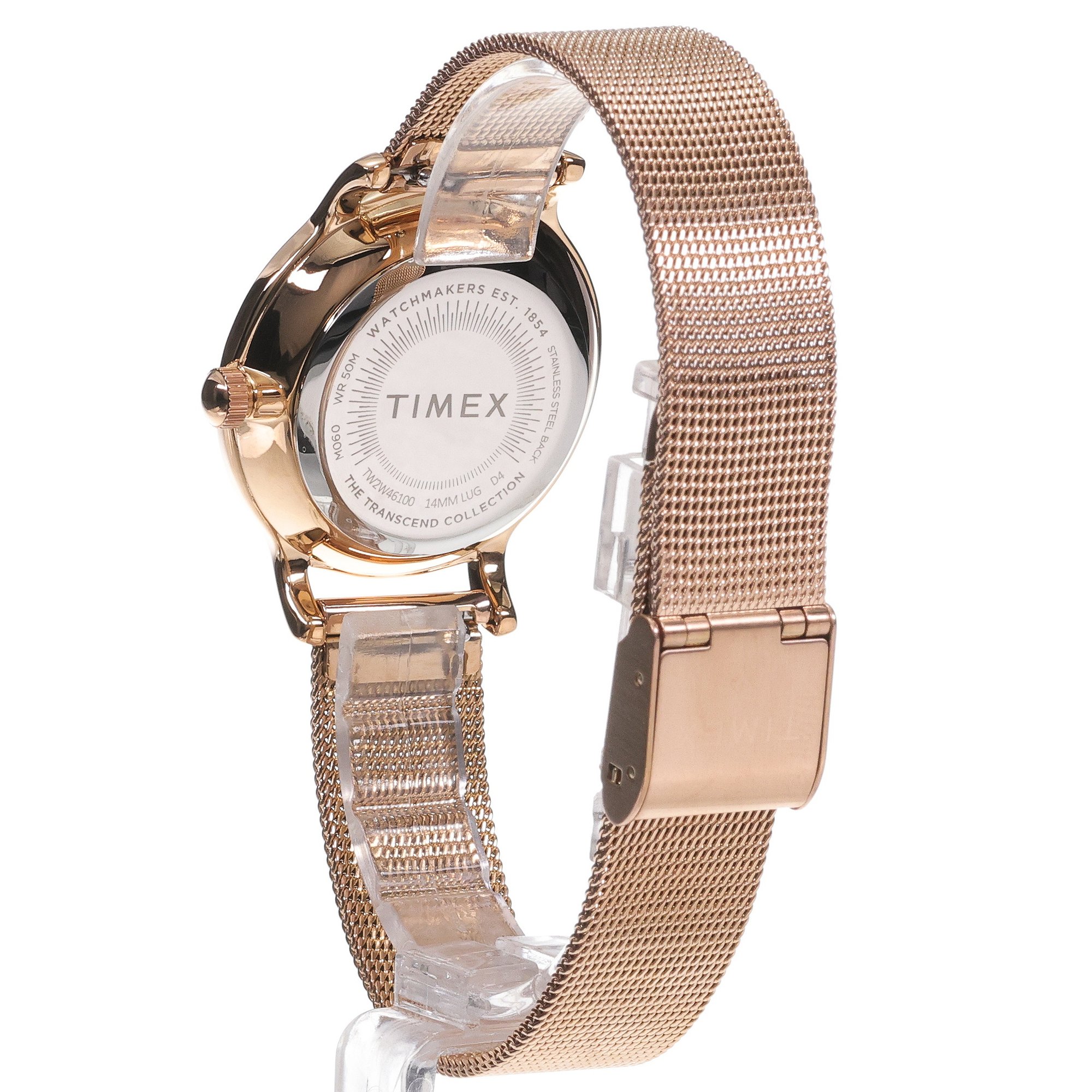 zegarek Timex TW2W46100 kwarcowy damski Transcend Stainless Steel Rose Gold PVD Mesh - miniatura 4