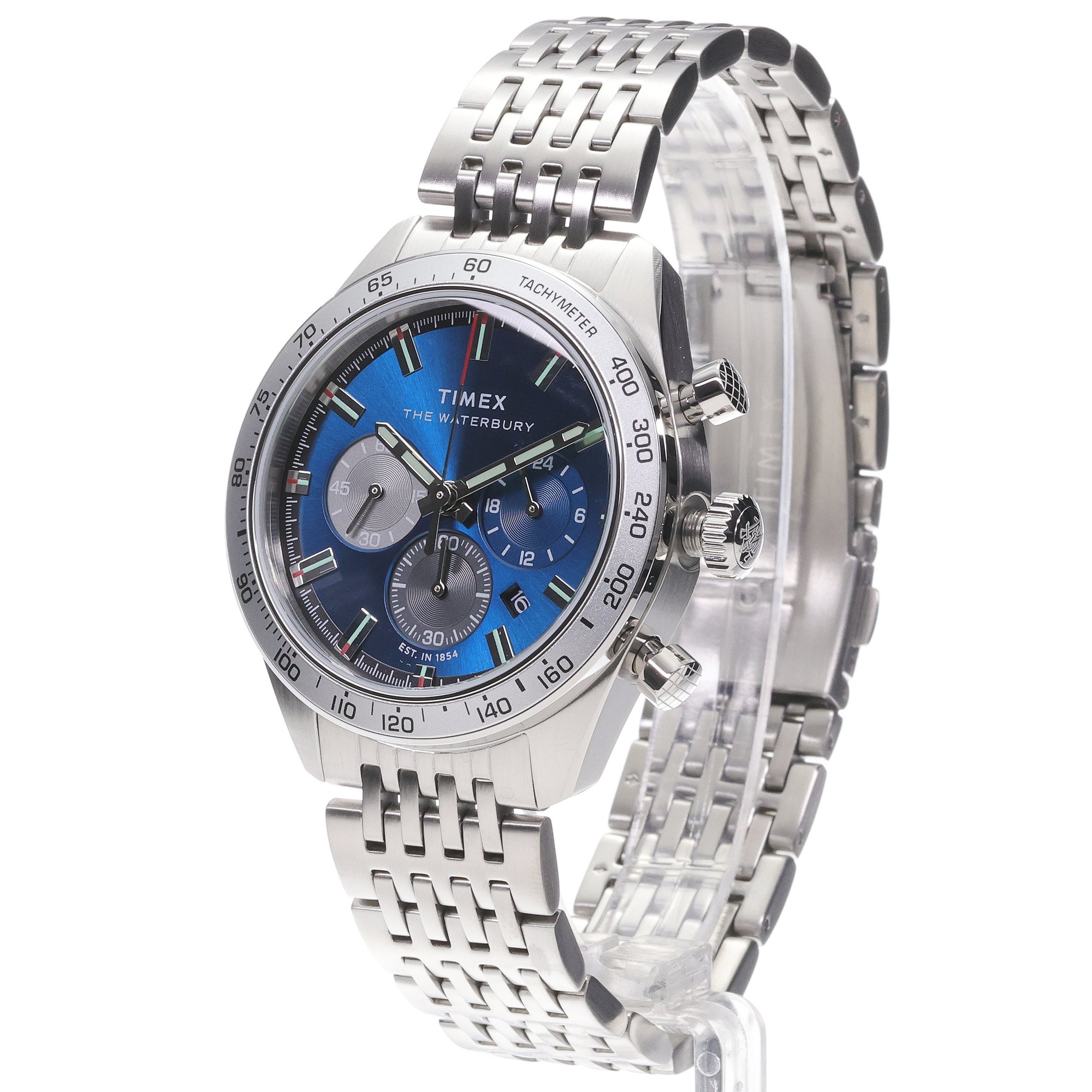 zegarek Timex TW2Y18500 Waterbury Traditional Chronograph 41mm Stainless Steel Bracelet Waterbury mineralne - miniatura 2