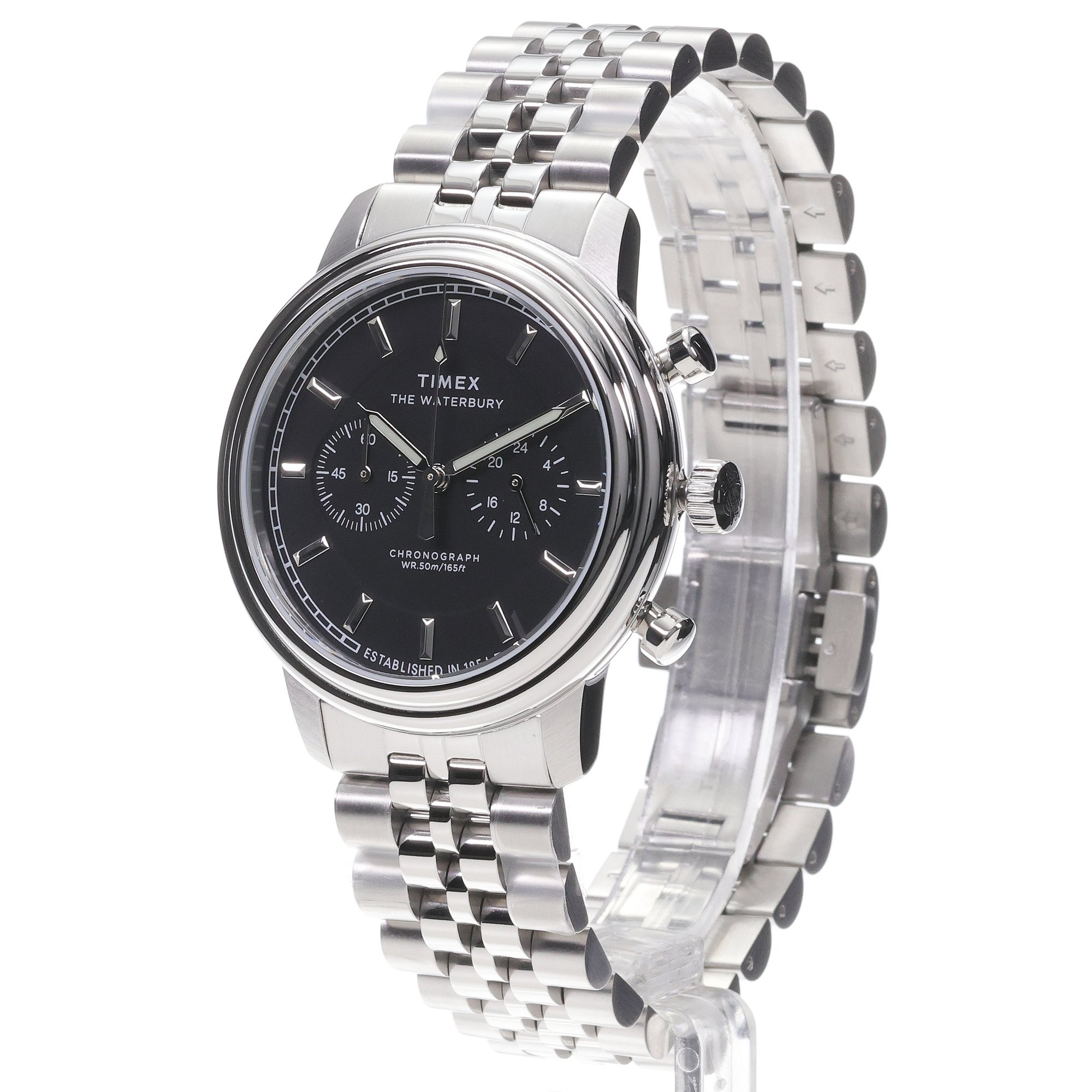 zegarek Timex TW2Y23400 Waterbury Metropolitan Chronograph 41mm Stainless Steel Bracelet Waterbury mineralne - miniatura 2
