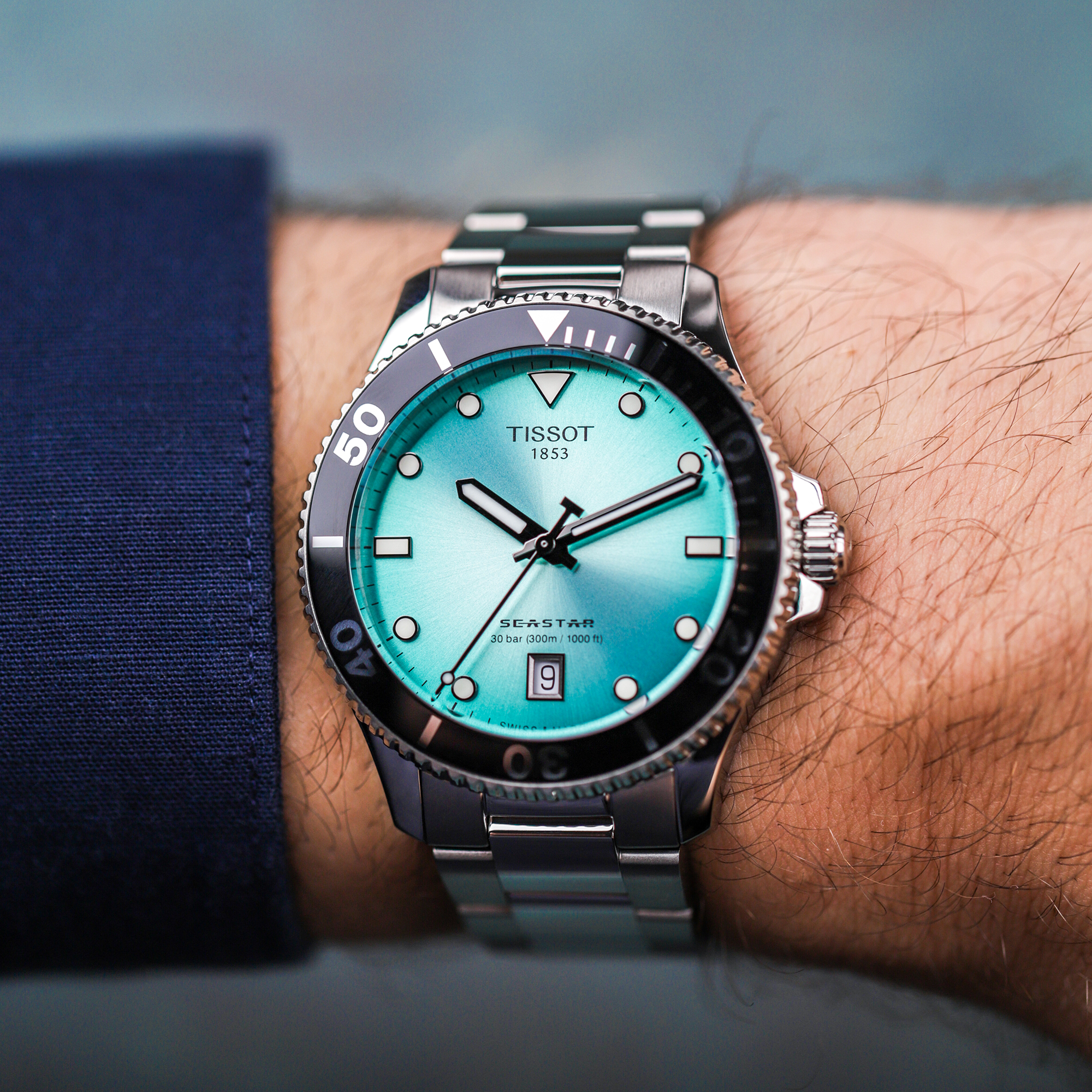 zegarek Tissot T1204101109100 SEASTAR 1000 40mm Seastar szafirowe - miniatura 10