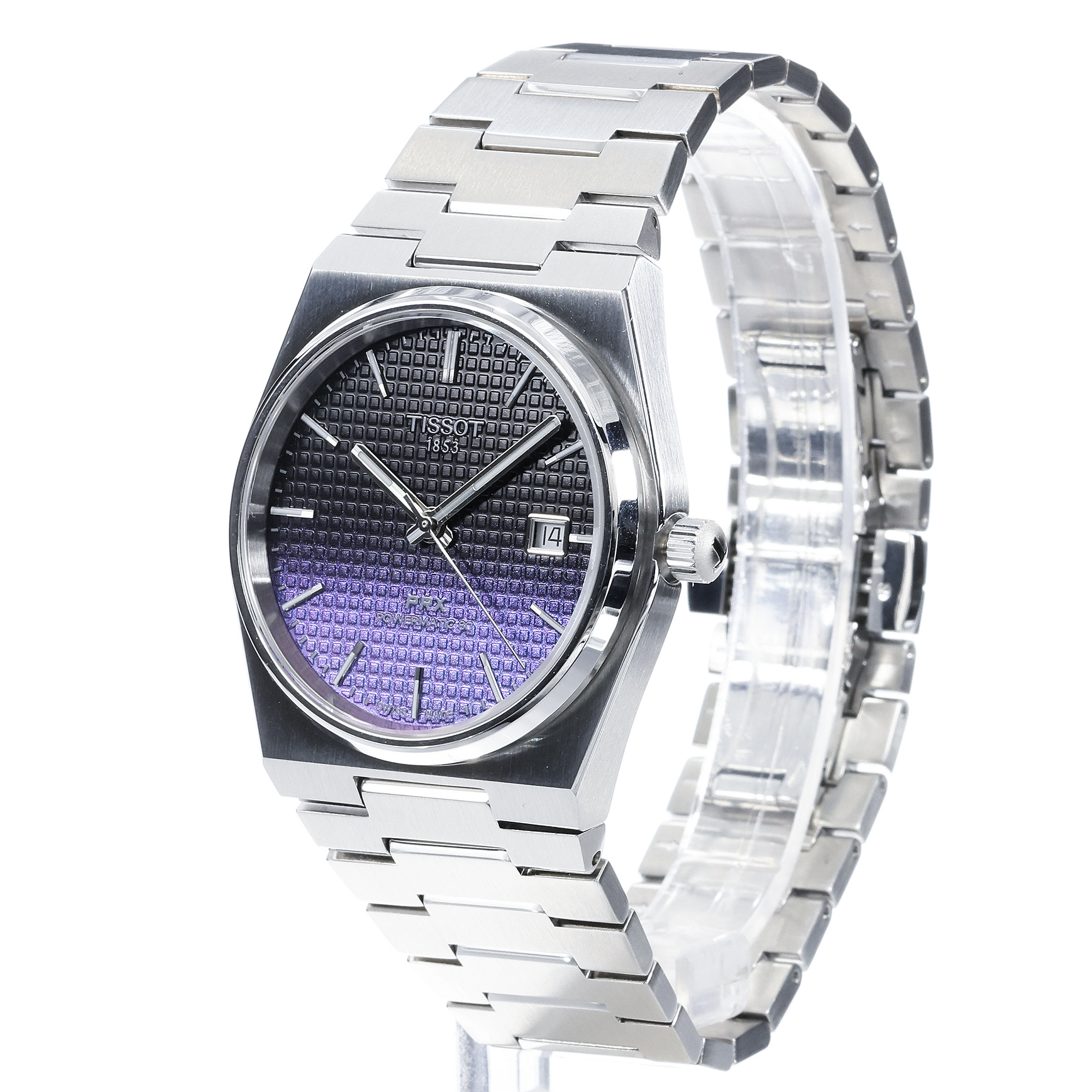 zegarek Tissot T1374071105101 PRX POWERMATIC 80 Blue Gradient 40mm PRX szafirowe - miniatura 9