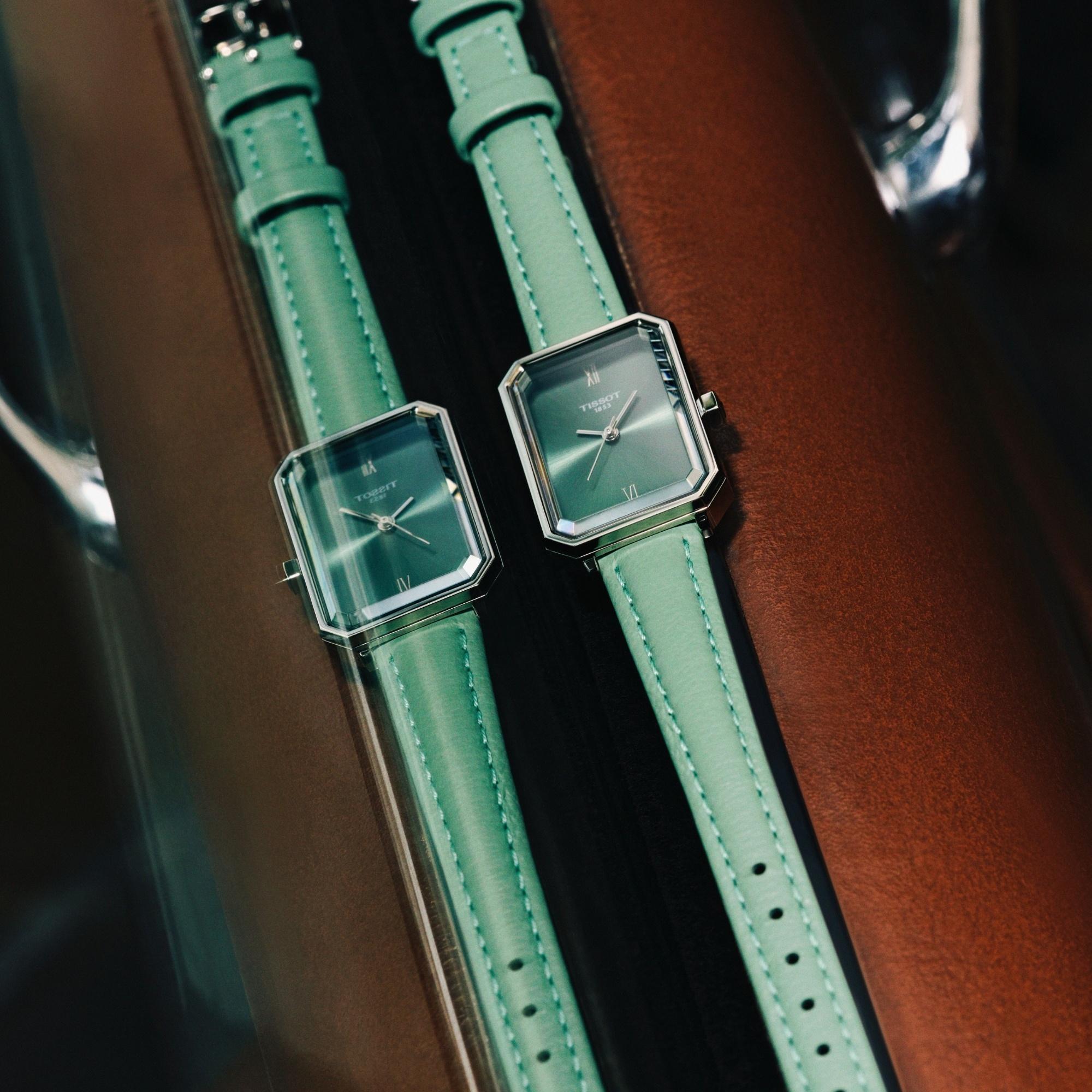 zegarek Tissot T1601101609300 kwarcowy damski SRV SRV 30 Green Dial Leather Strap - miniatura 6
