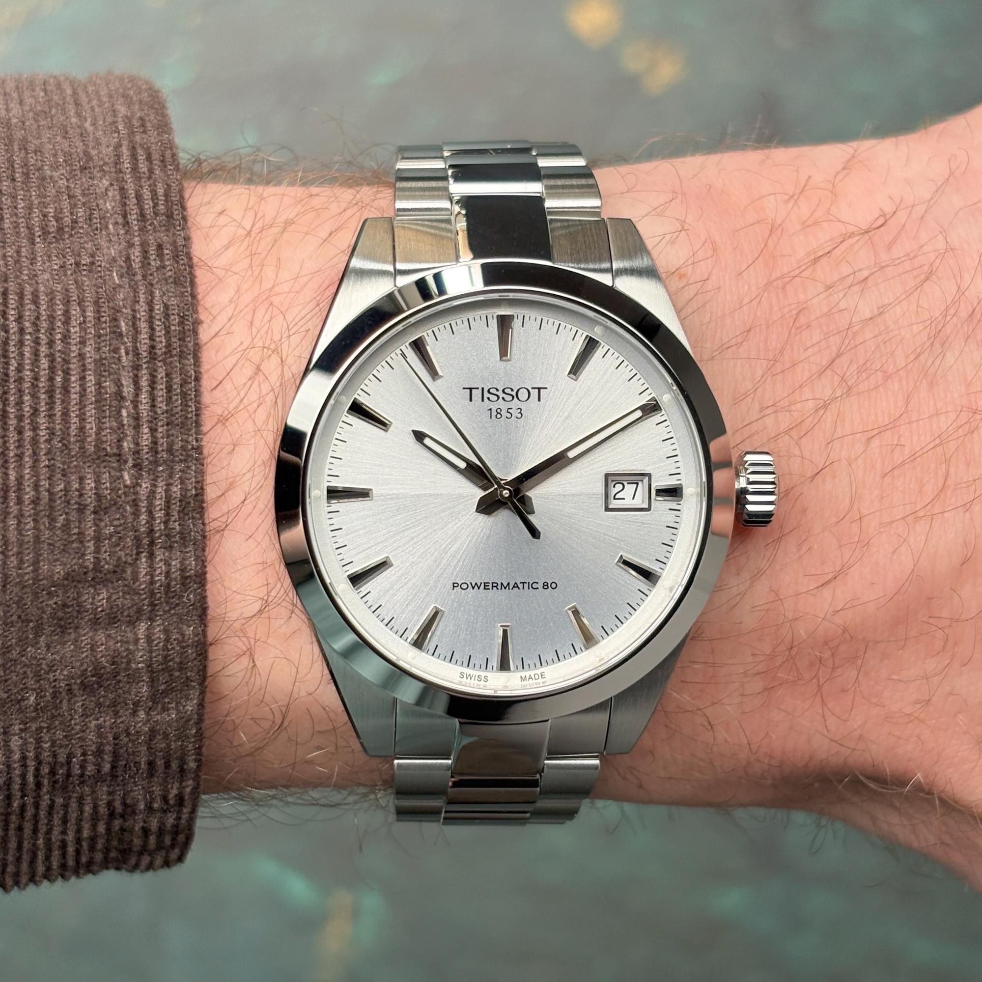 zegarek Tissot T1658071103100 Gentleman 38mm Powermatic 80 Silver Dial Gentleman szafirowe