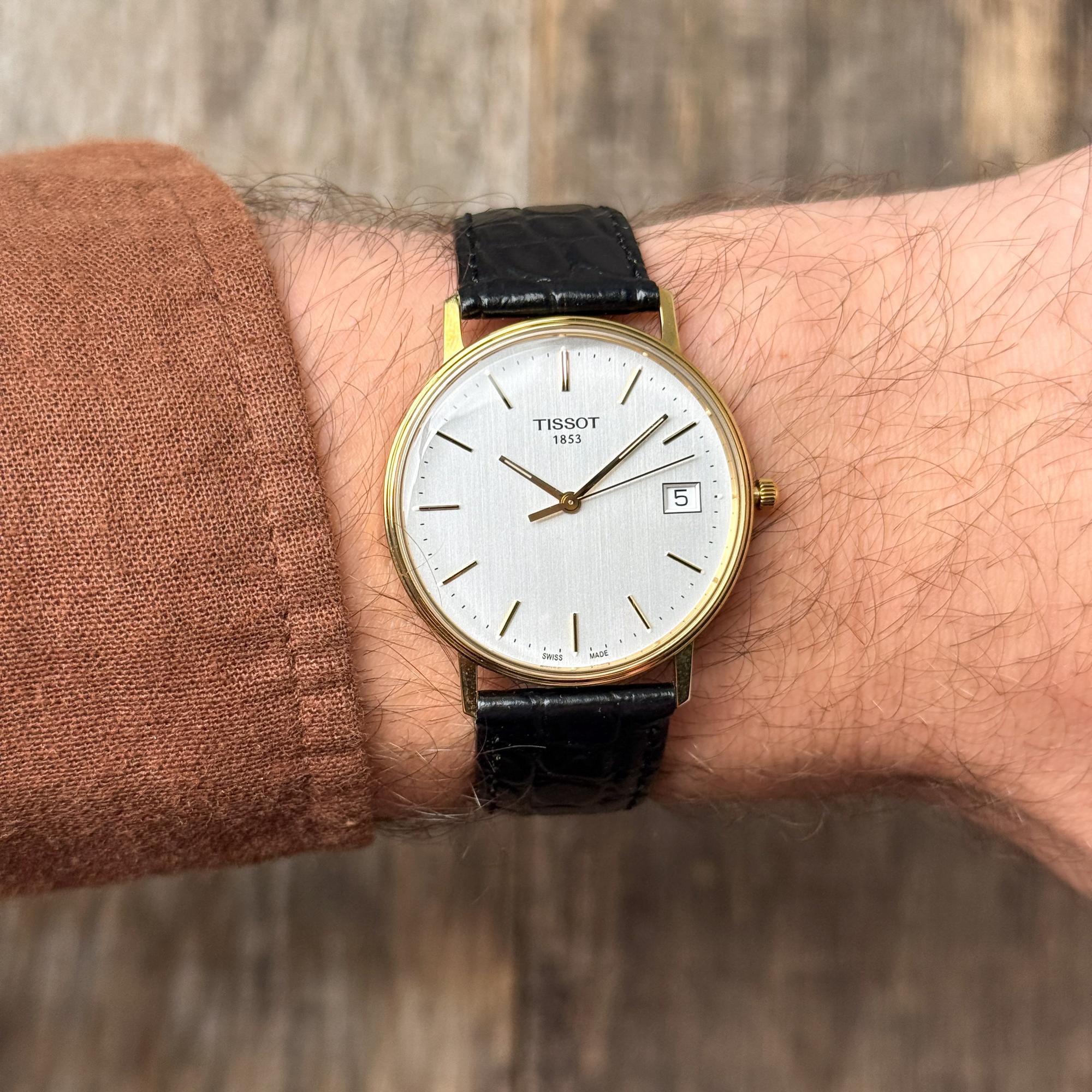 zegarek Tissot T71340131 kwarcowy męski Goldrun GOLDRUN HESALITE 18K GOLD 34mm - miniatura 6