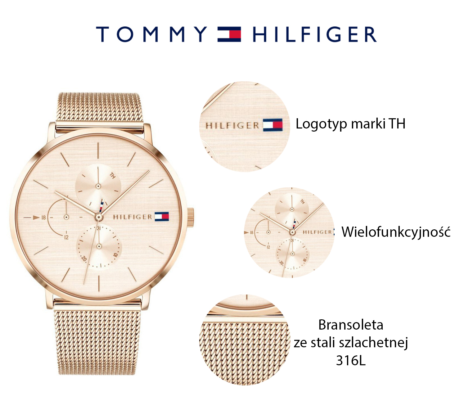 zegarek Tommy Hilfiger 1781944 różowe złoto Damskie - miniatura 7