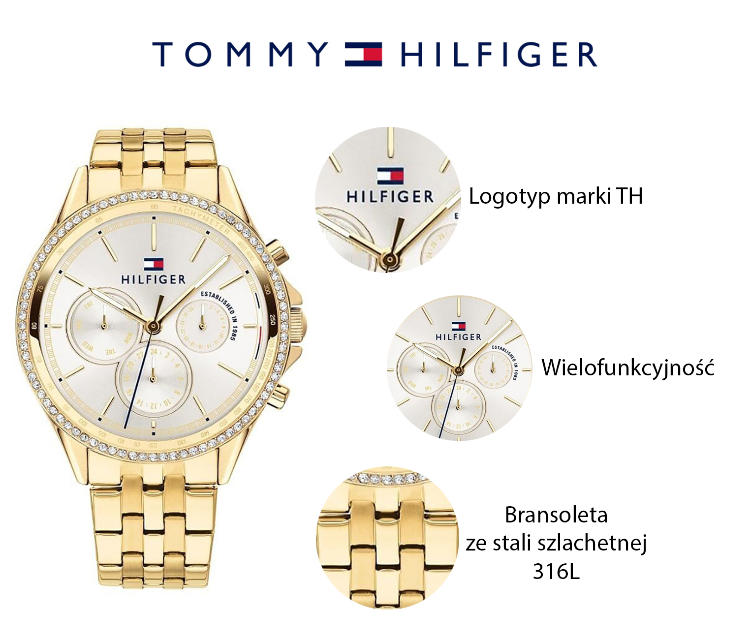 zegarek Tommy Hilfiger 1781977 złoty Damskie