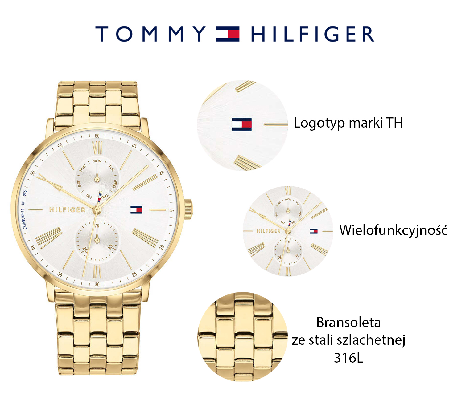 zegarek Tommy Hilfiger 1782069 złoty Damskie