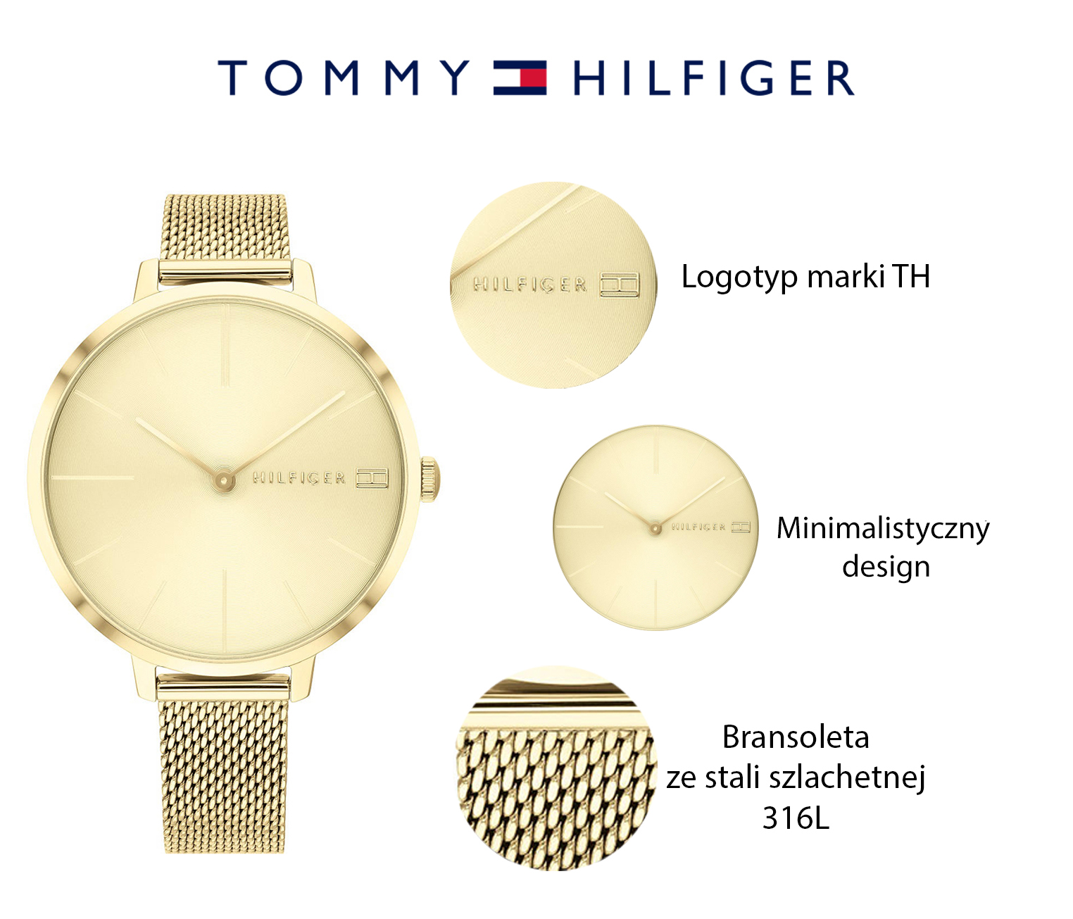 zegarek Tommy Hilfiger 1782164 złoty Damskie