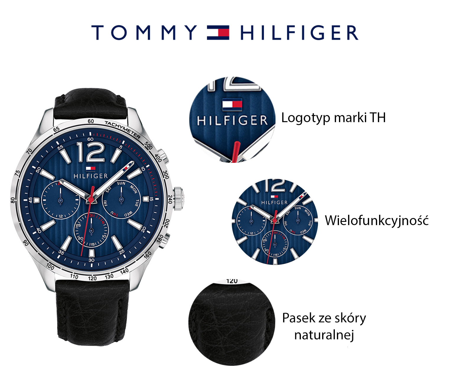 zegarek Tommy Hilfiger 1791468 srebrny Męskie