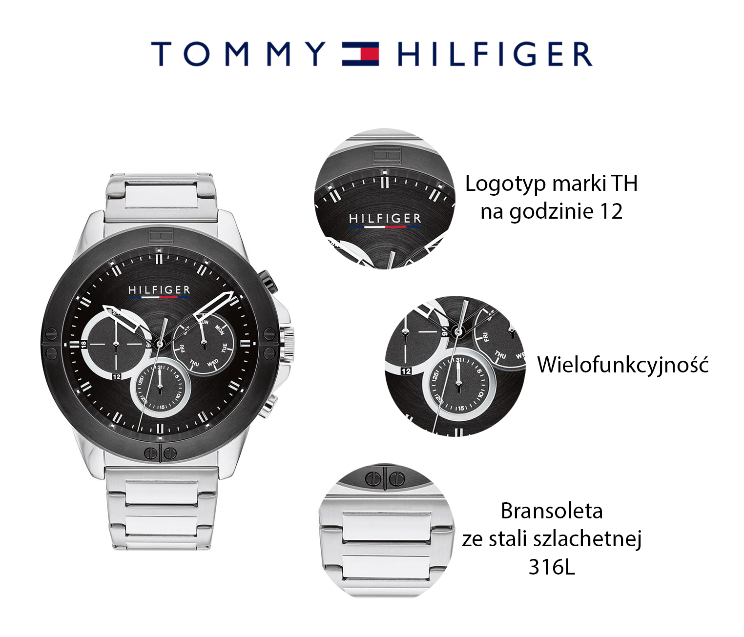 zegarek Tommy Hilfiger 1791890 kwarcowy męski Męskie Harley Leon Goretzka - miniatura 7