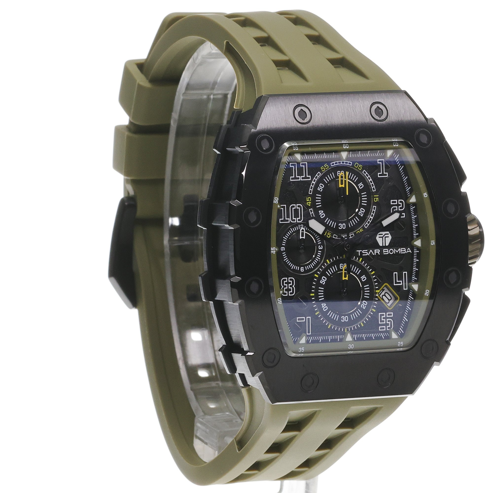 zegarek Tsar Bomba TB8204Q-38 Elemental Calendar Black Green męski z chronograf Elemental