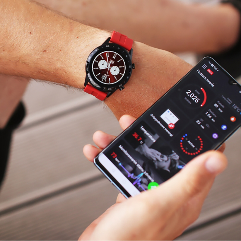 zegarek Vector Smart VCTR-32-06RD 45mm Czerwony + Czarny pasek męski z termometr Smartwatch - miniatura 5