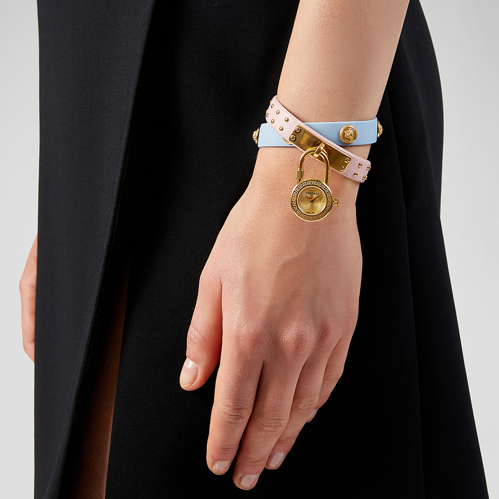 Versace VEDW00219 zegarek złoty klasyczny MEDUSA LOCK ICON pasek - miniatura 5
