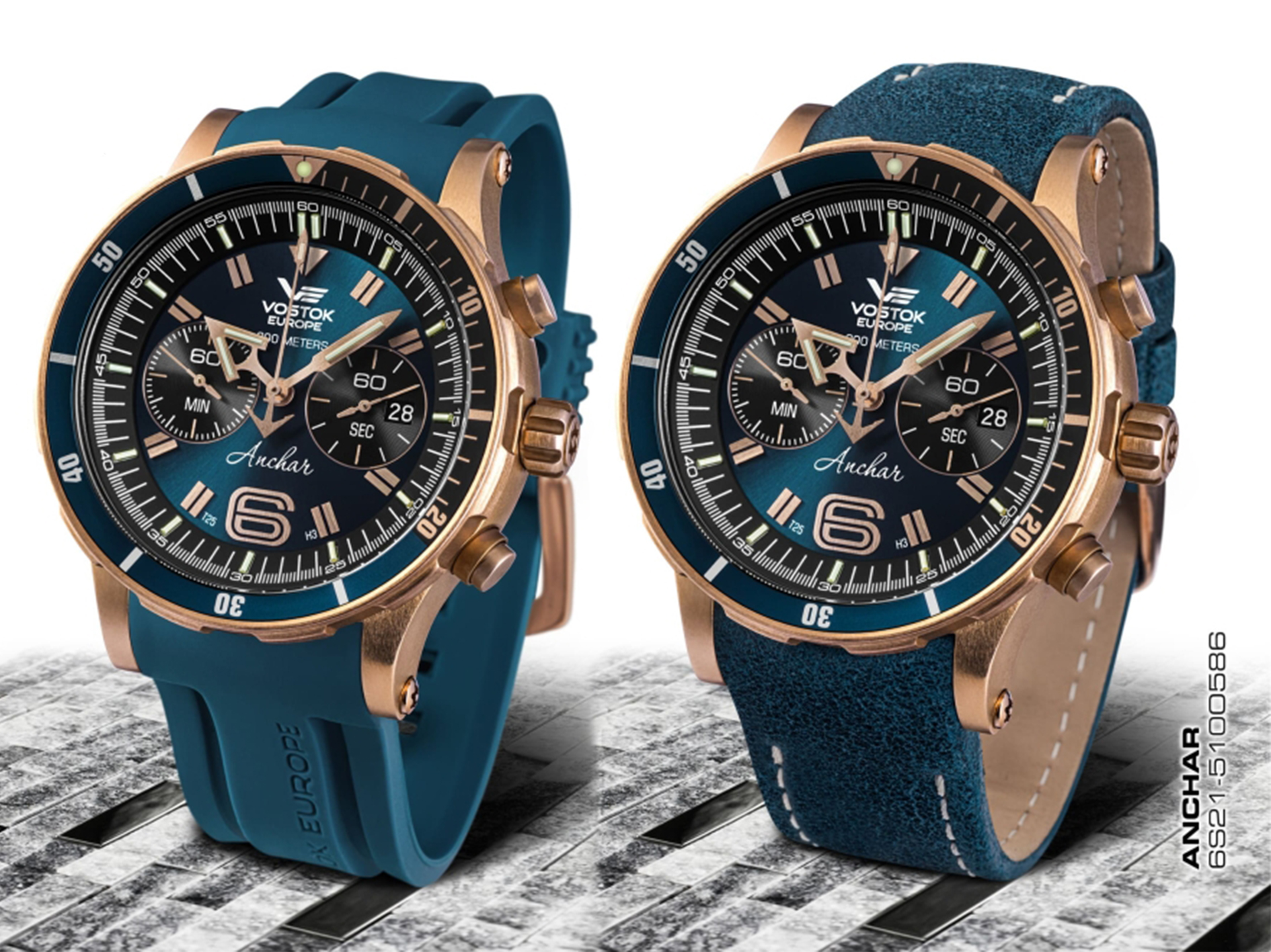 zegarek Vostok Europe 6S21-510O586S Anchar Chrono Bronze Anchar mineralne utwardzane - miniatura 2