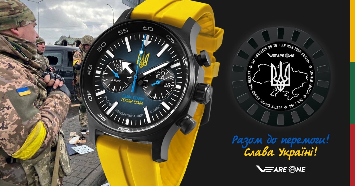 zegarek Vostok Europe 6S21-595C442-A Wspiera Ukrainę Limited Edition 100szt męski z tachometr Expedition